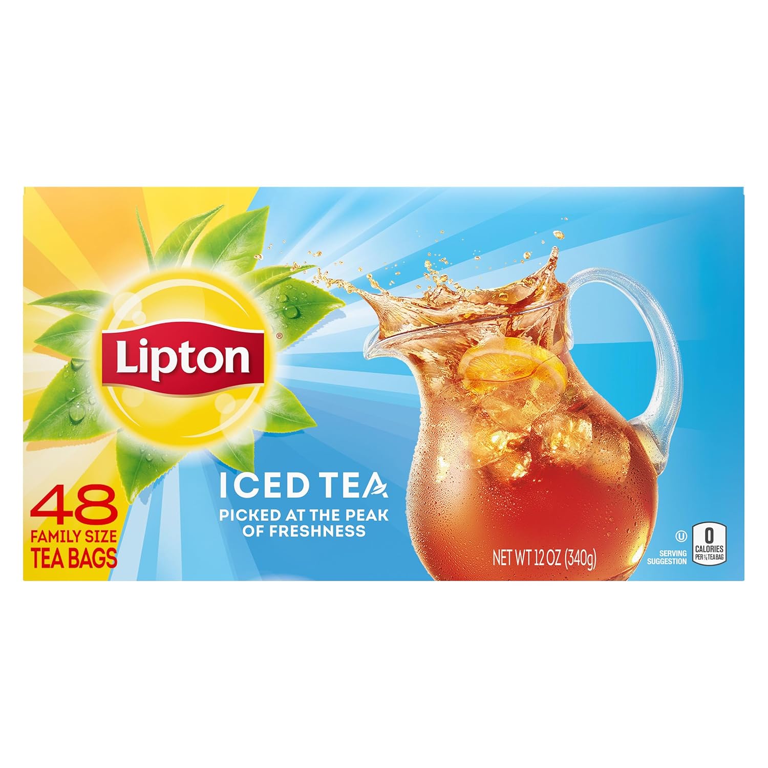 Lipton Unsweetened Iced Tea Bags, Family Size Zero Calories, 48 Total Bags