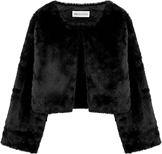 BOLEROSE Girls Cozy Faux Fur Childrens Kids Bolero Shrug Jacket Coat