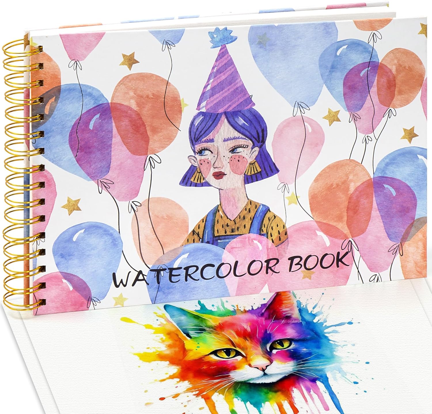 Watercolour Paper A4 Sketchbook Pad - Cold Pressed 80 Pages/ 40 Sheets Sketch Book Spiral Bound Art Book Painting Drawing Journal Water Color Pads for Artist Aids Adults - for Dry Wet Mixed Media