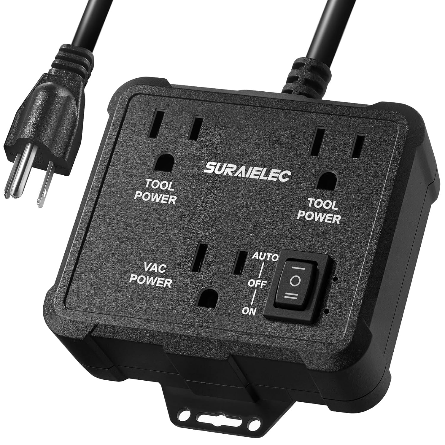 SURAIELEC Automatic Vacuum Switch for 2 Power Tools, Auto/On/Off Mode, Delay Shut Off Shop Vac, 125V/15A/1875W, Ideal for Dust Collectors, Workshops Garages, Table Saw, Sander, Miter Saw