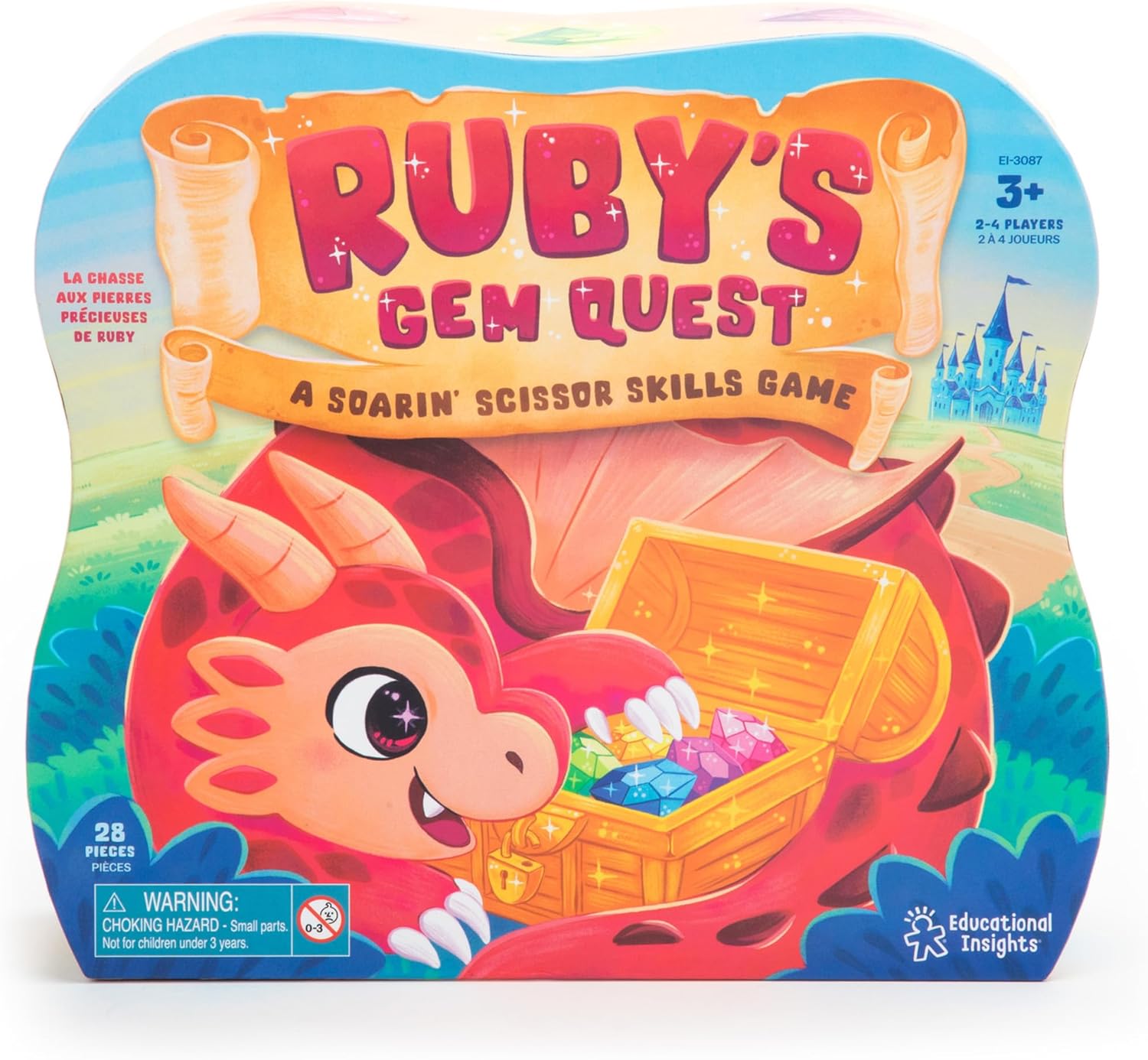 Educational Insights Ruby's Gem Quest - Preschool Fine Motor Board Game for Kids, Learning Scissor Skills & Color Matching, Fun Family Game Night, Therapy Games & Tweezer Toys, for 2-4 Players Ages 3+