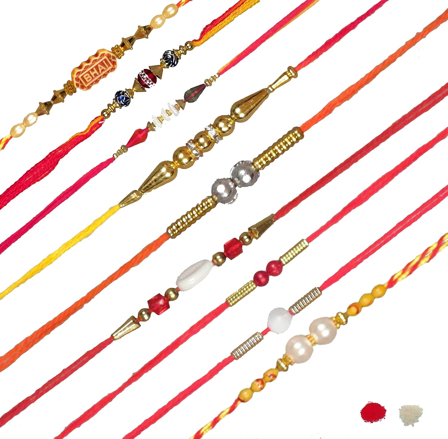 multicolor designer thread rakhi combo of 9 for brother | rakhi for brother and bhabhi | rakhi set of 9 | rakhi (Pack of 9), Free Size, Metal