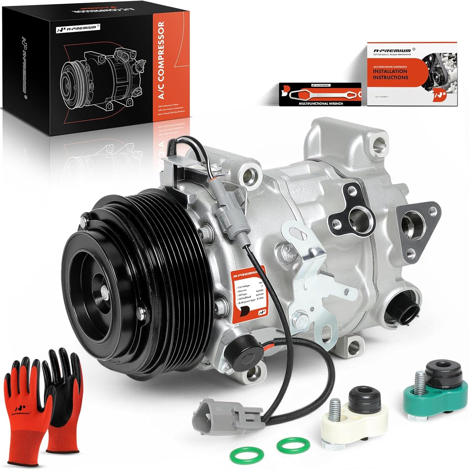 A-Premium A/C Compressor with Clutch Compatible with Toyota Highlander 2014-2016 3.5L & Lexus RX350 RX350L, IS250 IS300 IS350, GS300 GS350, RC300 RC350, 3.0L 3.5L