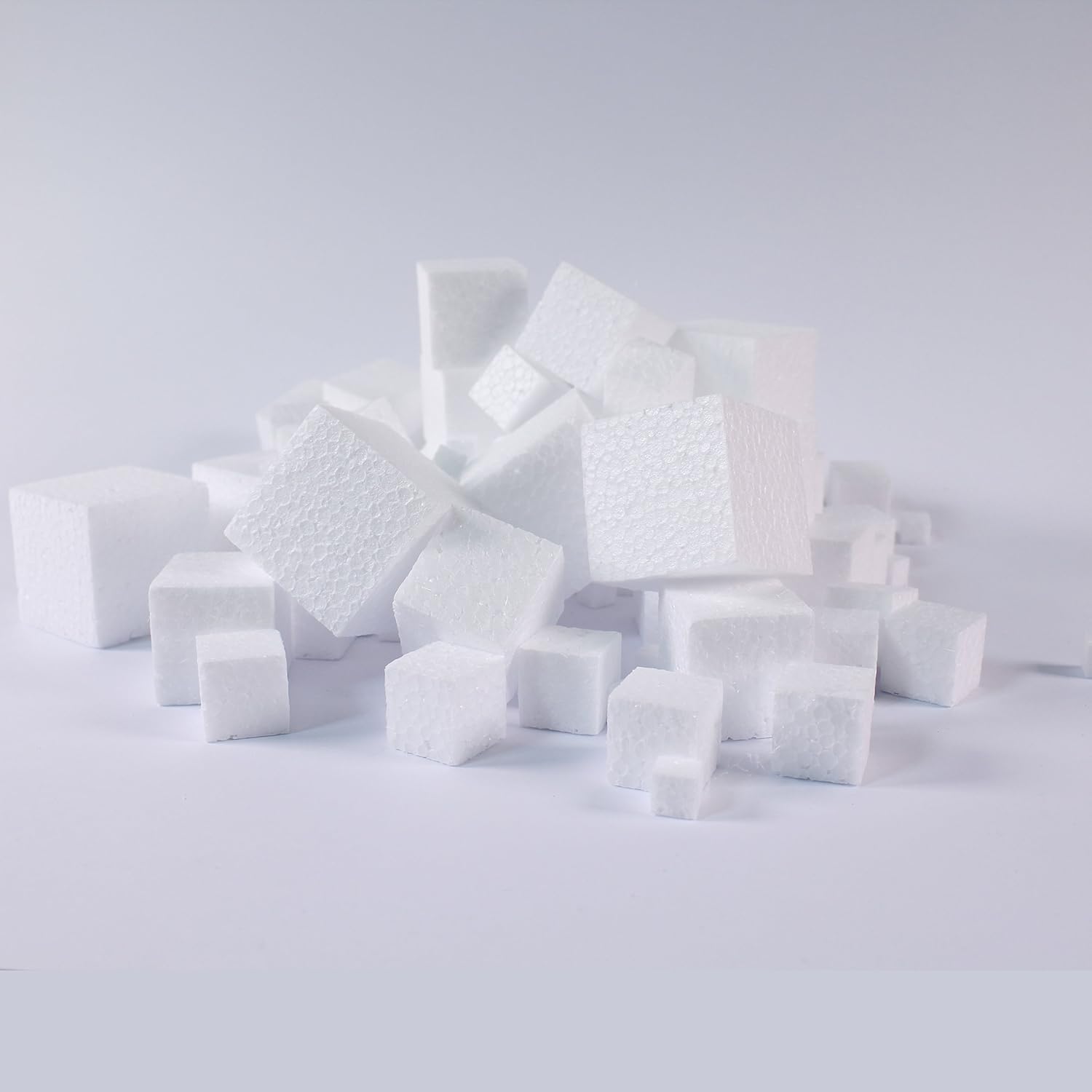 White Styrofoam Polystyrene Cubes for Modelling Pack of 100 3D Shapes in Mixed Sizes by BCreative ®