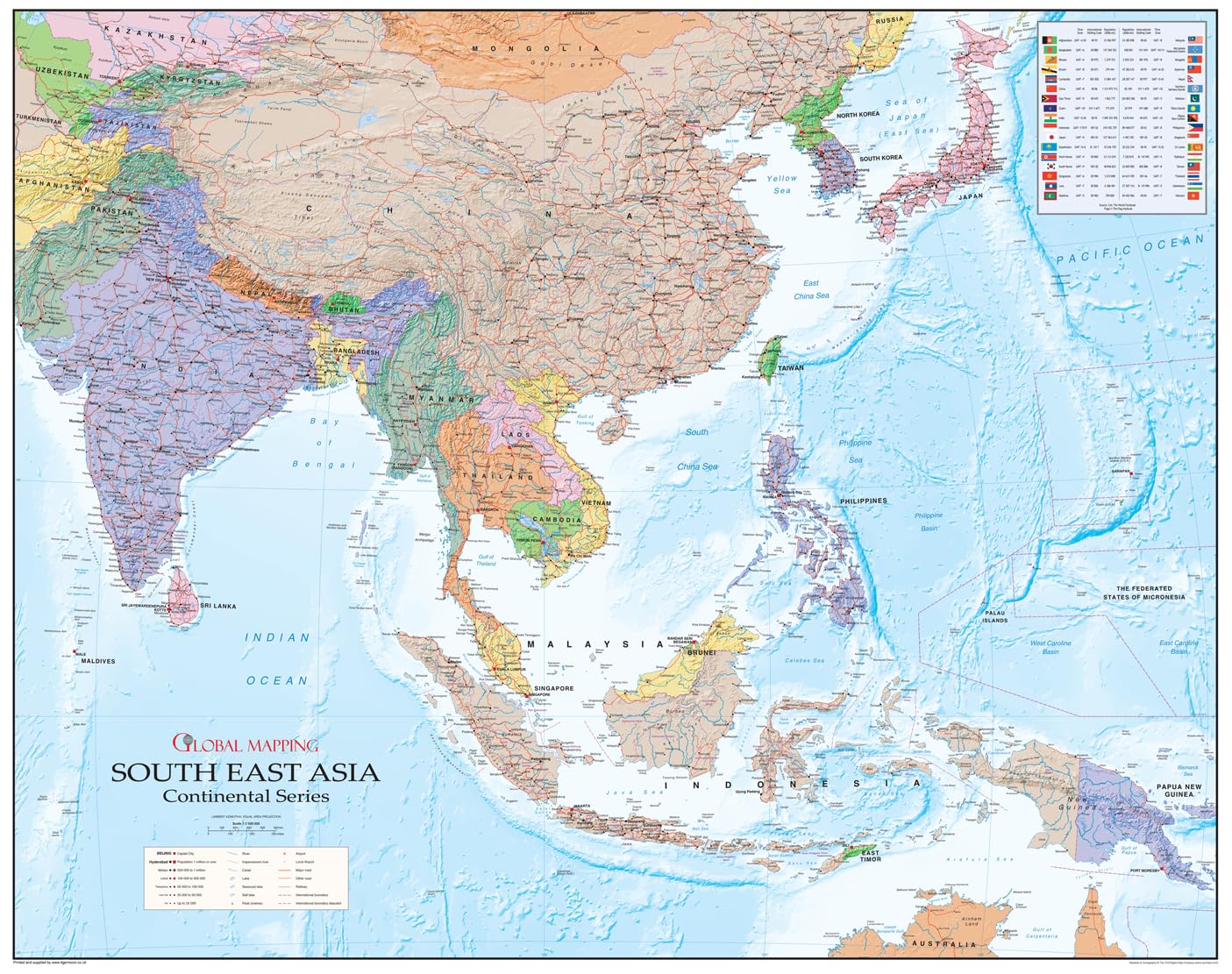 South East Asia Political Map - Size A1-59.4 x 84.1 cm - Paper Laminated
