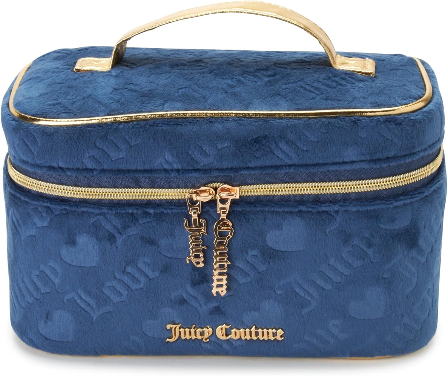 Juicy Couture Women's Cosmetics Bag - Travel Makeup and Toiletries Train Case Organizer, Size One Size, Blue