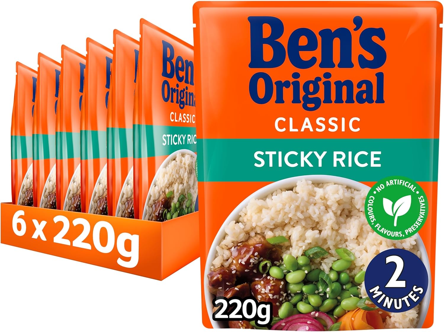 Ben's Original Sticky Rice Microwave Rice, Bulk Multipack 6 x 220g