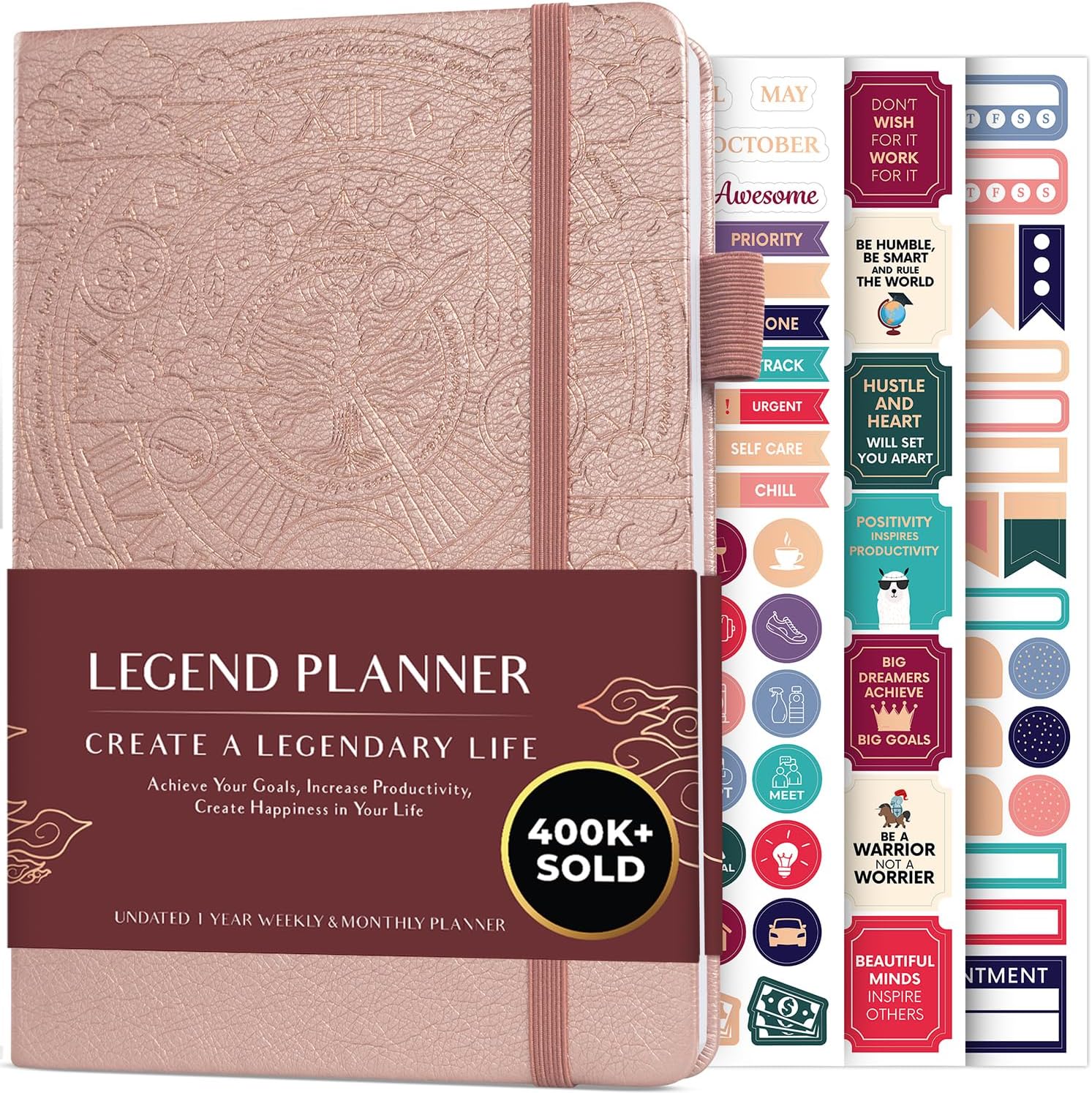 Legend Planner – Weekly & Monthly Life Planner to Hit Your Goals & Live Happier. Organizer Notebook & Productivity Journal. A5 (Rose Gold)