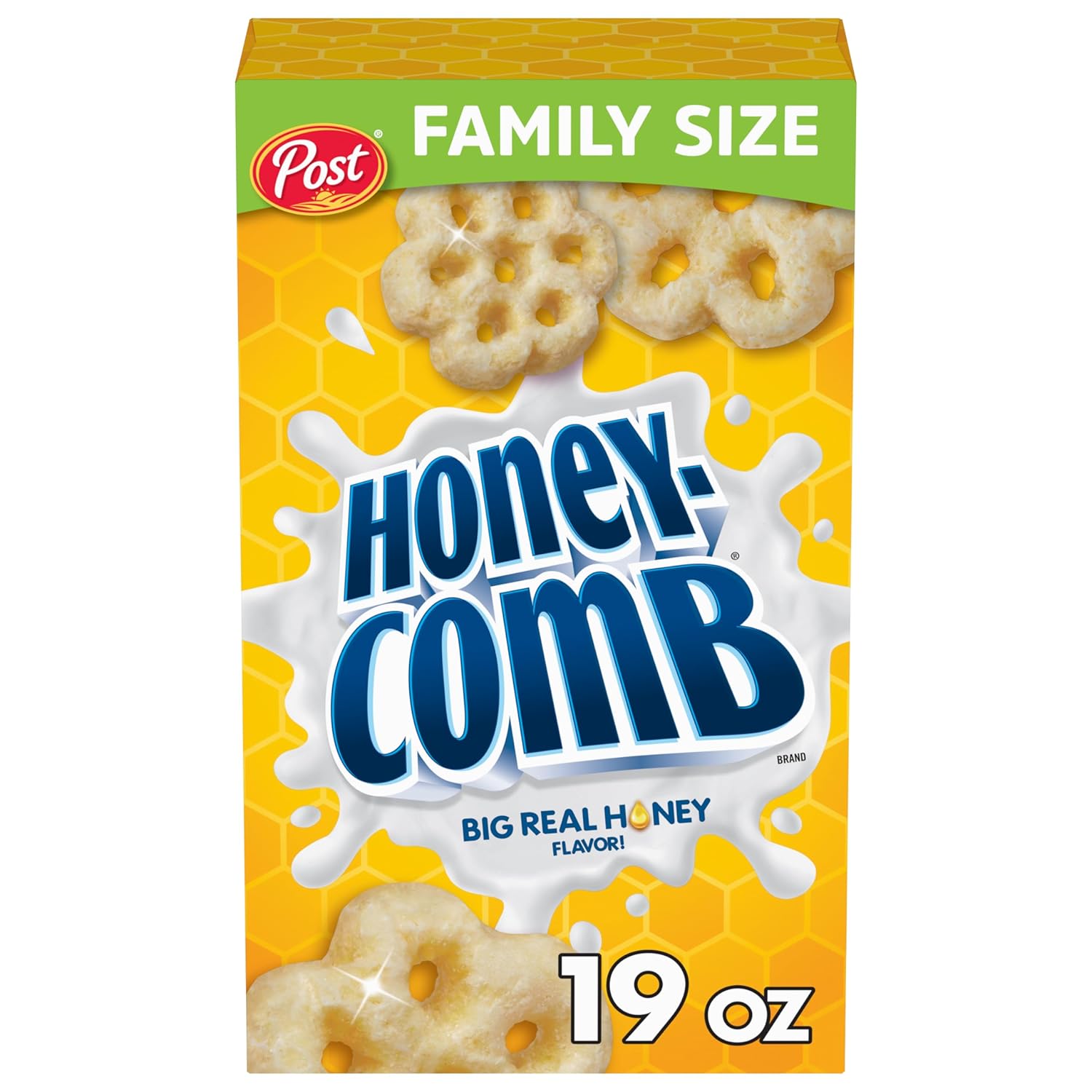Post Honeycomb Cereal, Honey Flavored Sweetened Corn and Oat Cereal, 19 OZ Box