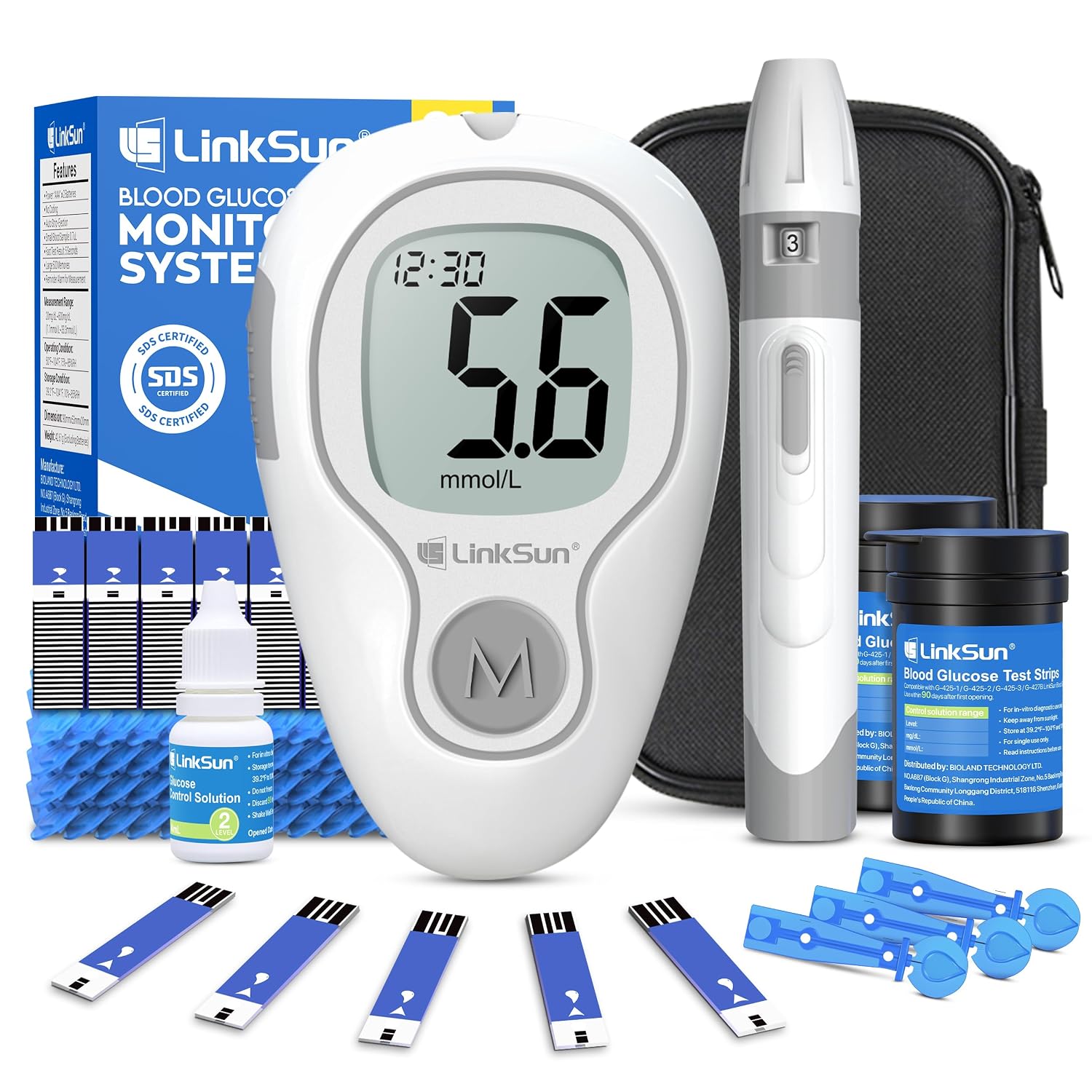LinkSun Blood Sugar Monitor, 100 Strips & Lancets, High Accuracy, G-425-3