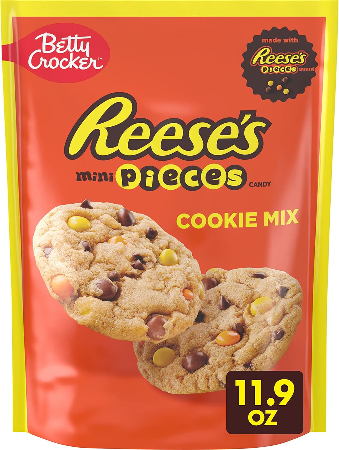 Betty Crocker REESE'S Mini PIECES Cookie Mix, Peanut Butter Cookie Mix with REESE’S PIECES Minis and Mini Chocolate Chips 337g (Pack of 2)