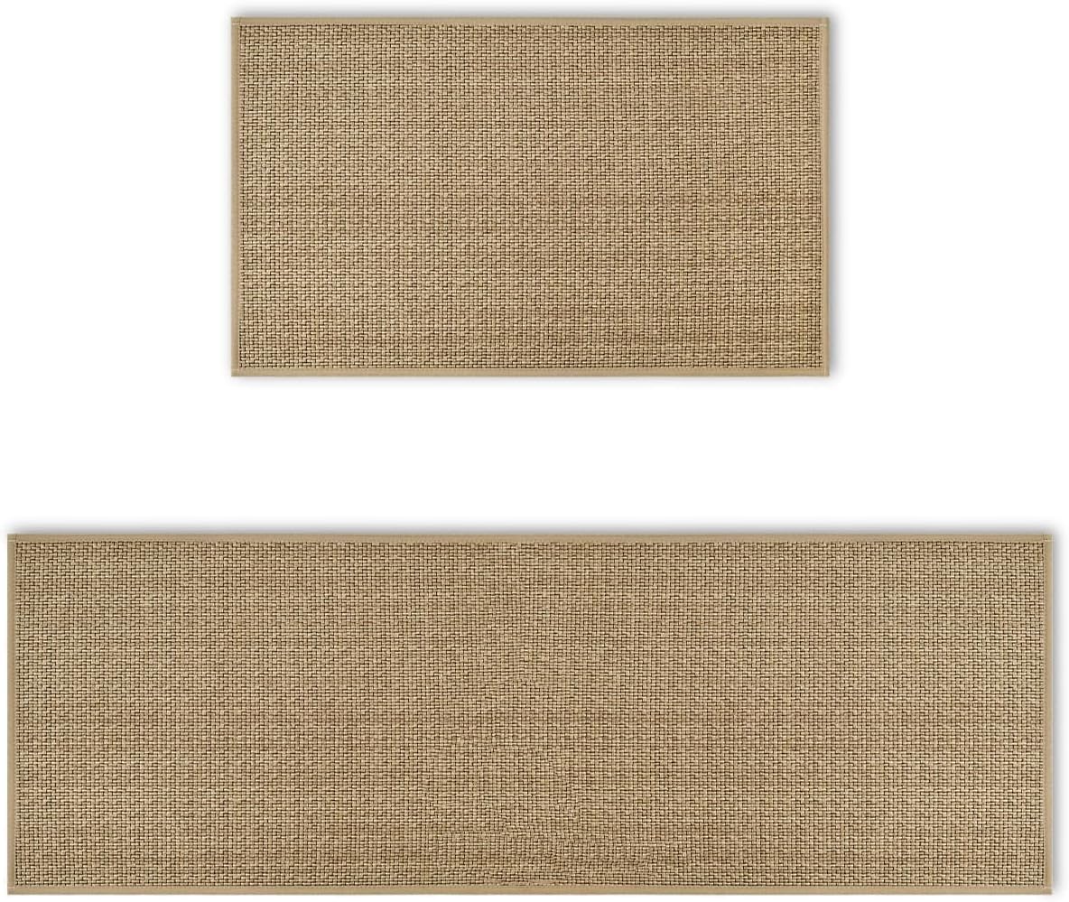 Artoid Mode Washable Non Slip Kitchen Rugs and Mats Set of 2, Rubber Backing Absorbent Kitchen Mats for Floor Front of Sink - 17x29 and 17x47 Inch