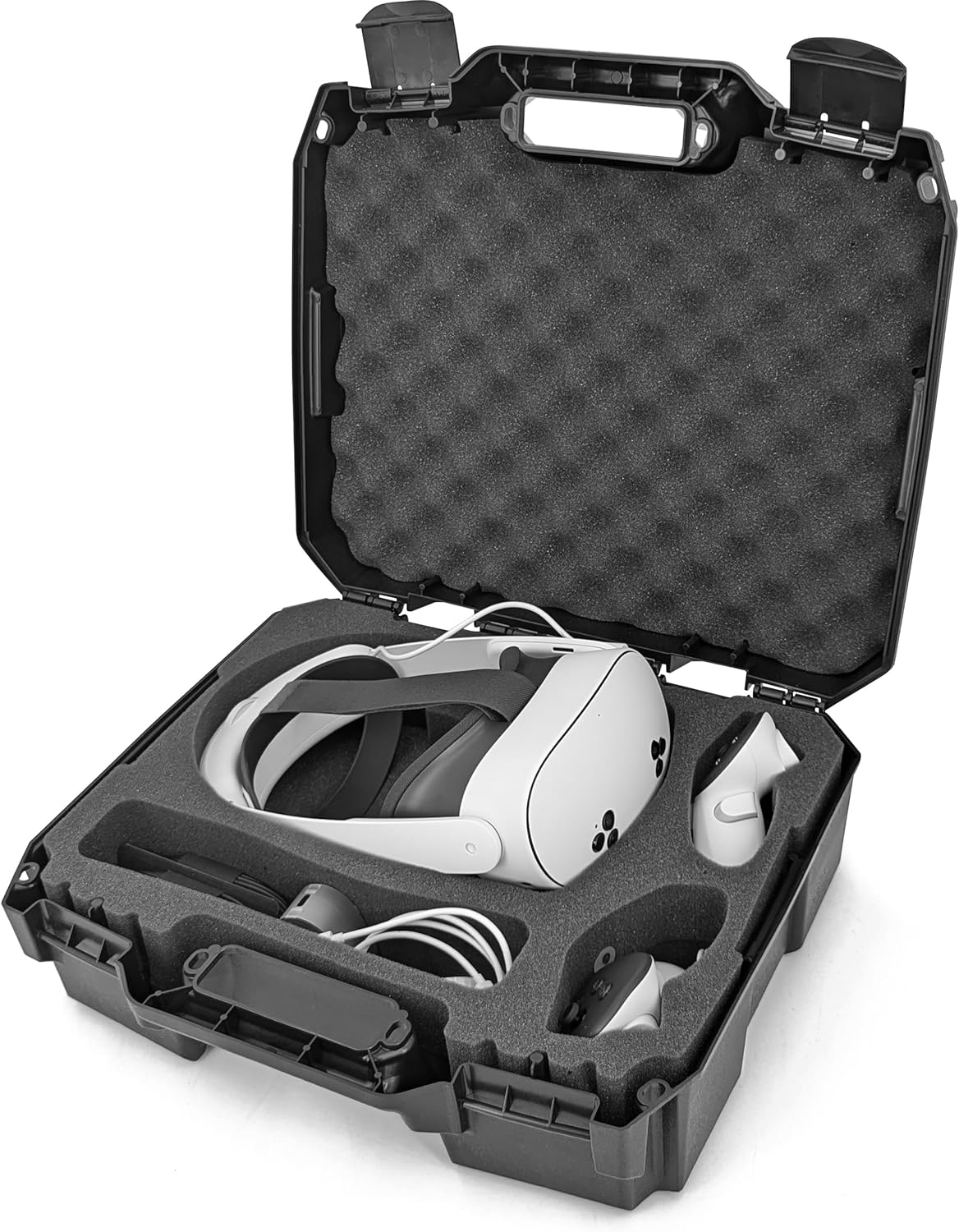 CASEMATIX Travel Case Compatible with Meta Quest 3 & Meta Quest 3S Elite Strap Bundle VR Gaming Headset & Accessories, Impact Resistant Shell and Precision Cut Shock Absorbing Foam Protects Meta 3