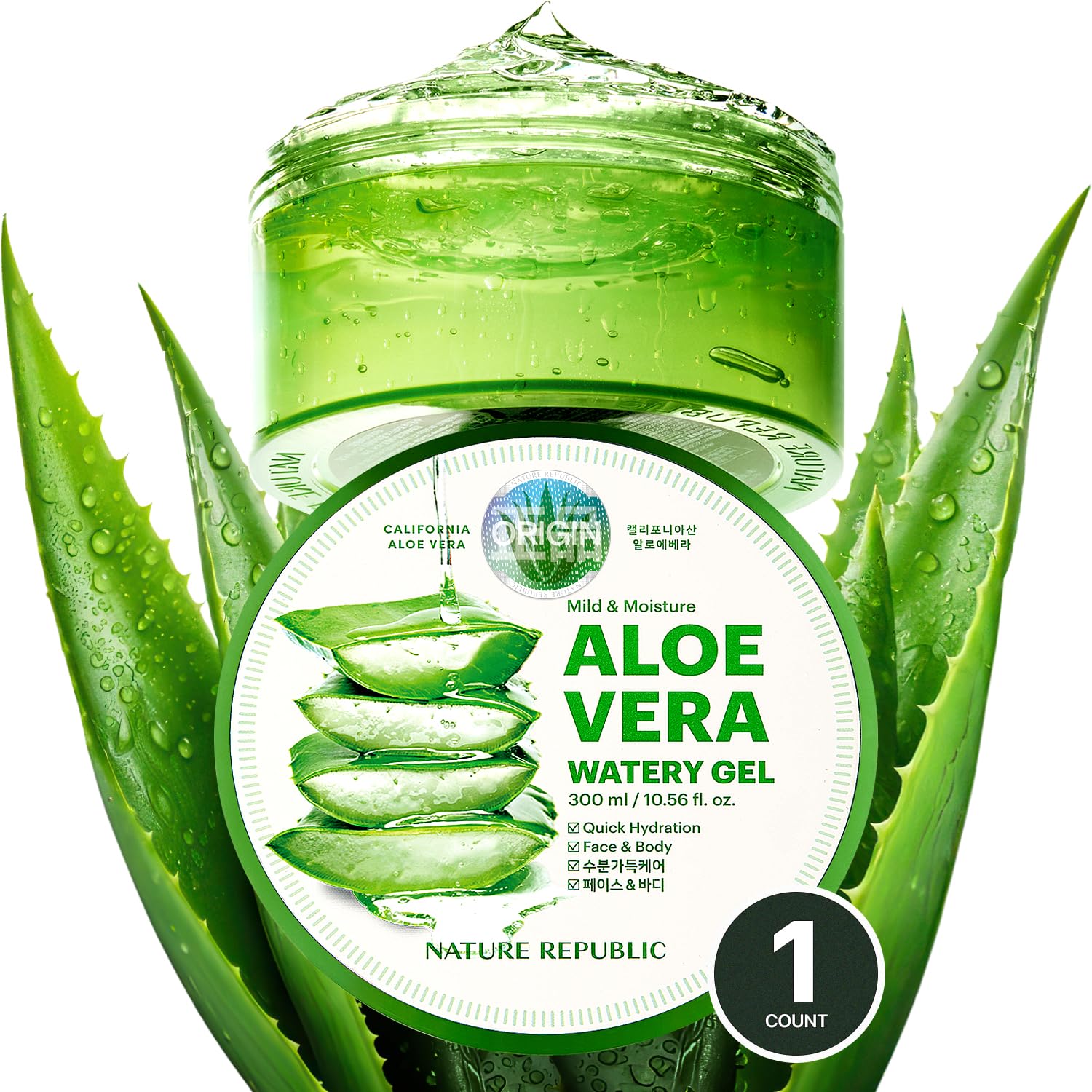 Nature Republic Mild & Moisture Aloe Vera Watery Gel | 10.56 Oz