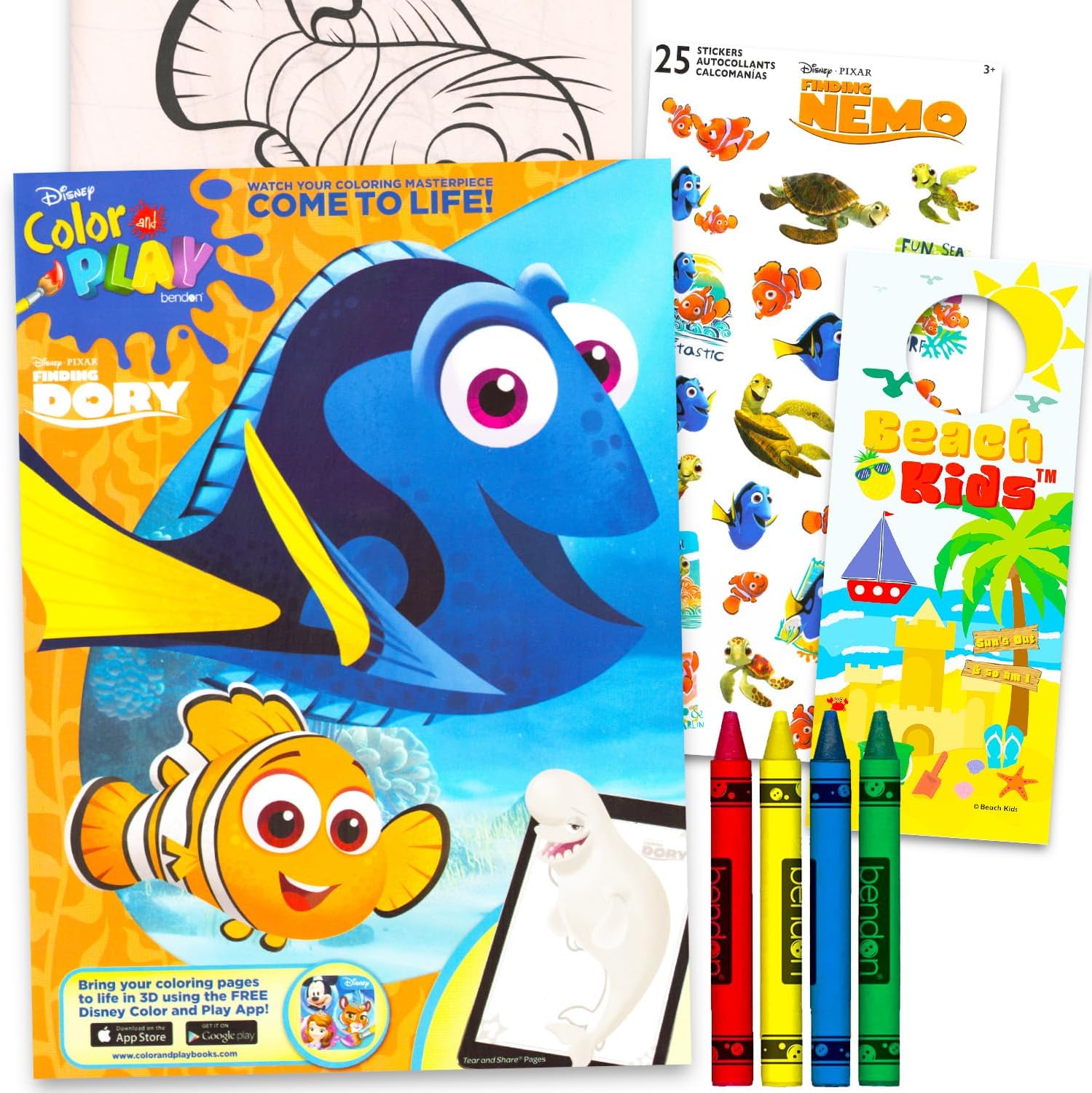 Finding Nemo Coloring Book for Kids Ages 4-8 - Bundle with Disney Coloring Pages, Activities, Games Plus Stickers, More | Finding Nemo and Dory Activity Book Set for Boys, Girls