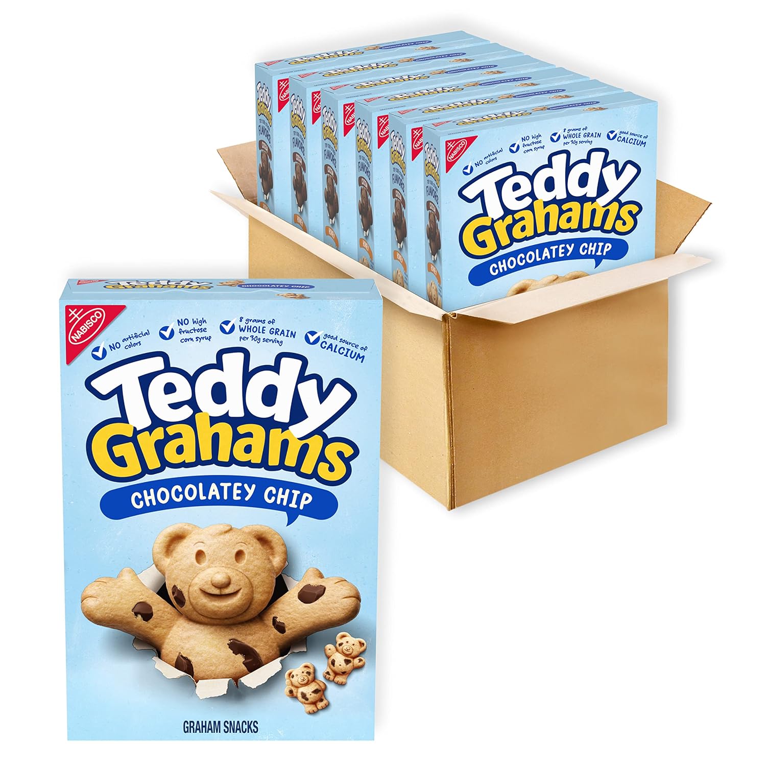 Teddy Grahams Chocolatey Chip Graham Snacks, 6 - 10 oz Boxes