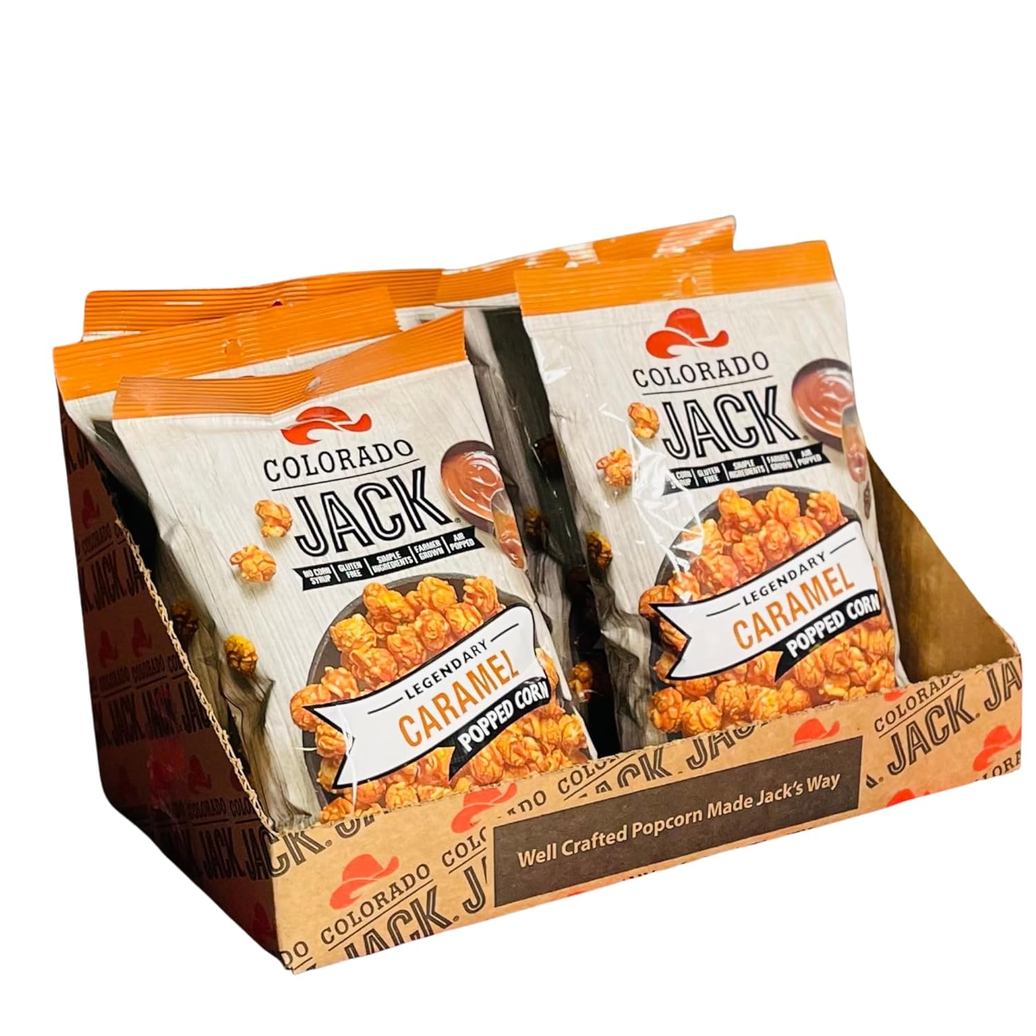 Colorado Jack Gourmet Popcorn, Caramel Popcorn, Single Serve, 6 Pack (4oz Bags) | Gluten Free | Whole Grain | No Corn Syrup | Nut Free