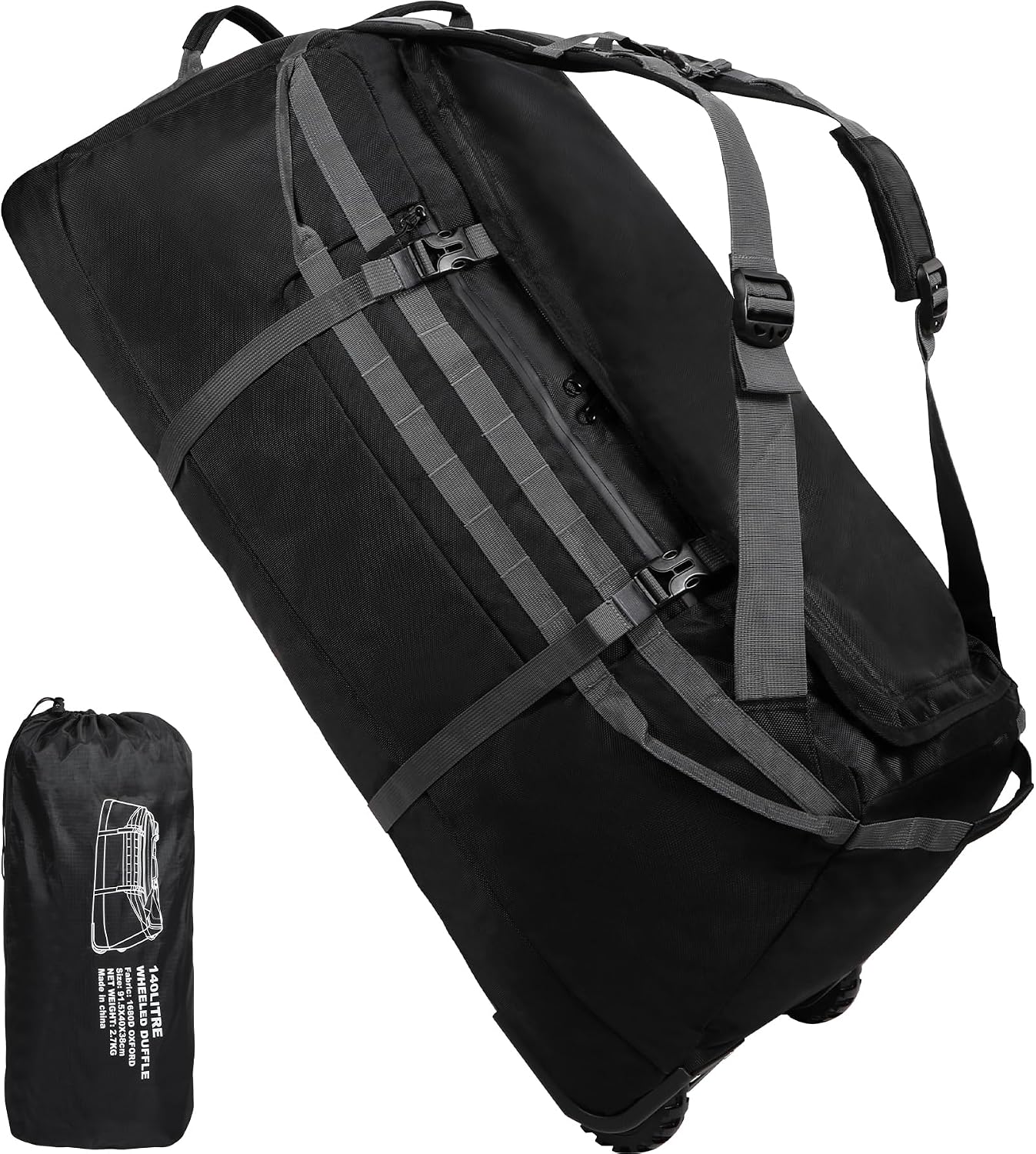REDCAMP 140L Extra Large Holdall with Wheels, Foldable Wheeled Duffle Bag