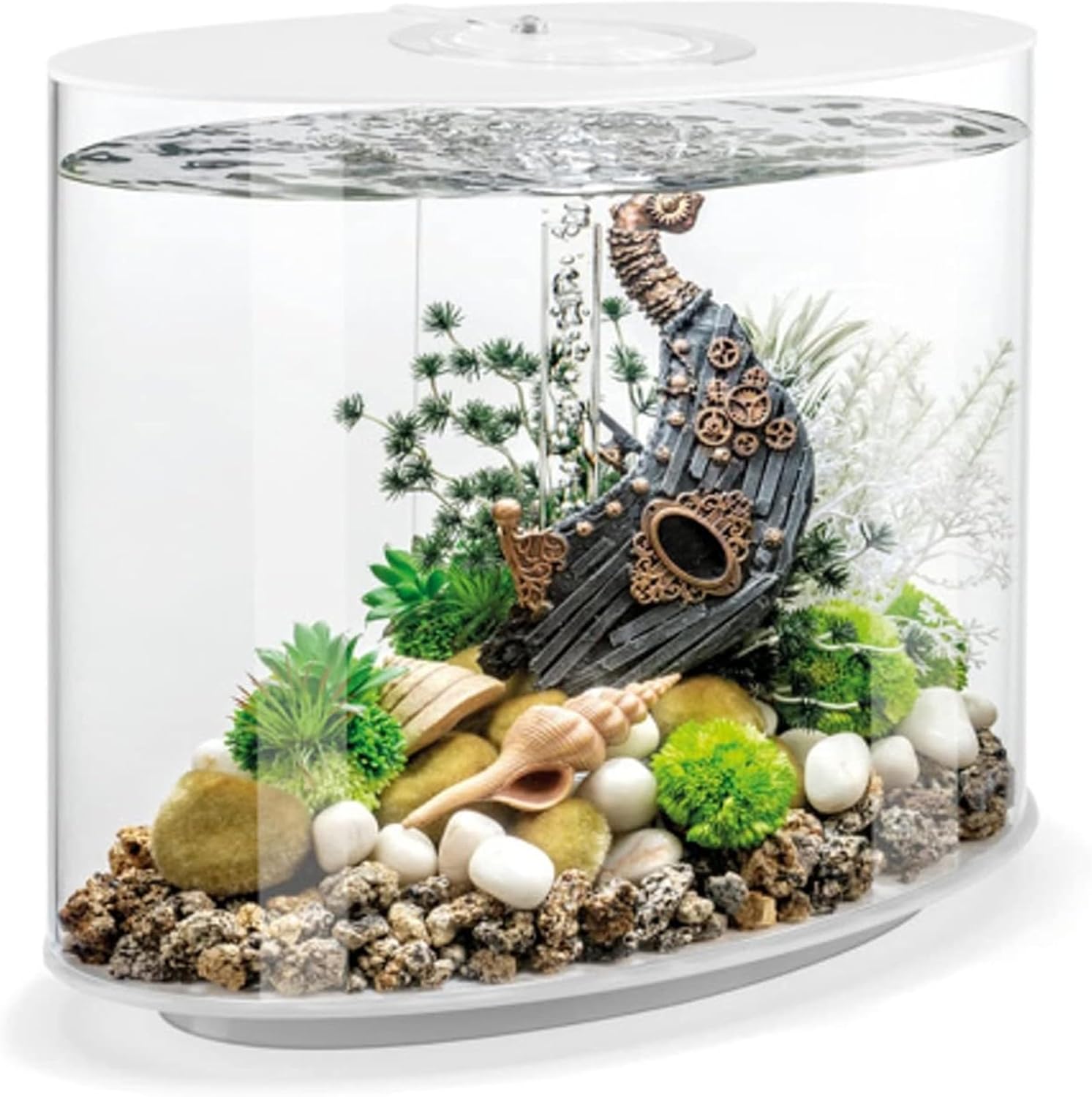 biOrb LOOP 30 Acrylic Aquarium With MCR Multi-Colour Remote LED (White) | Fish Tank with 360-Degree View and 5-Step Filtration, Easy Setup, With Remote, Air Pump, Filter Cartridge, and Ceramic Media