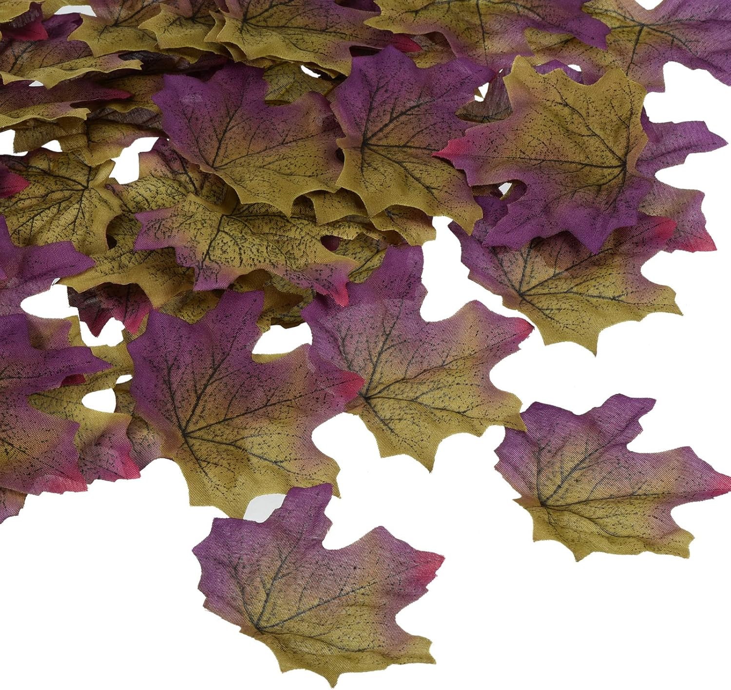 PATIKIL Artificial Leaves, 200 Pcs Fall Maple Autumn Fake Leaf for Wedding Party Thanksgiving Halloween Decoration, Purple