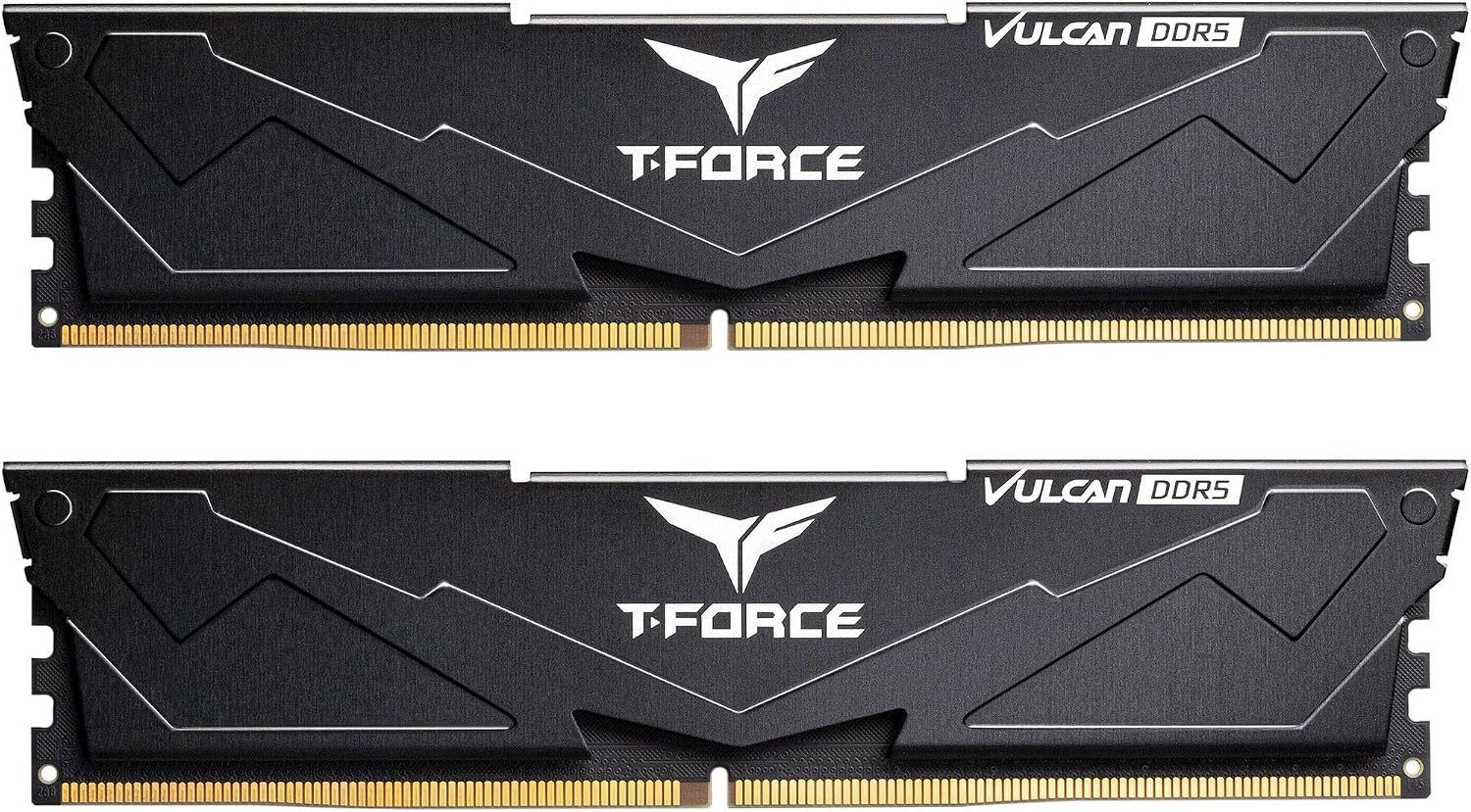 TEAMGROUP T-Force Vulcan DDR5 32GB (2x16GB) 6000MHz (PC5-48000) CL38 Intel XMP 3.0 & AMD Expo Compatible Desktop Memory Module Ram Black FLBD532G6000HC38JDC01