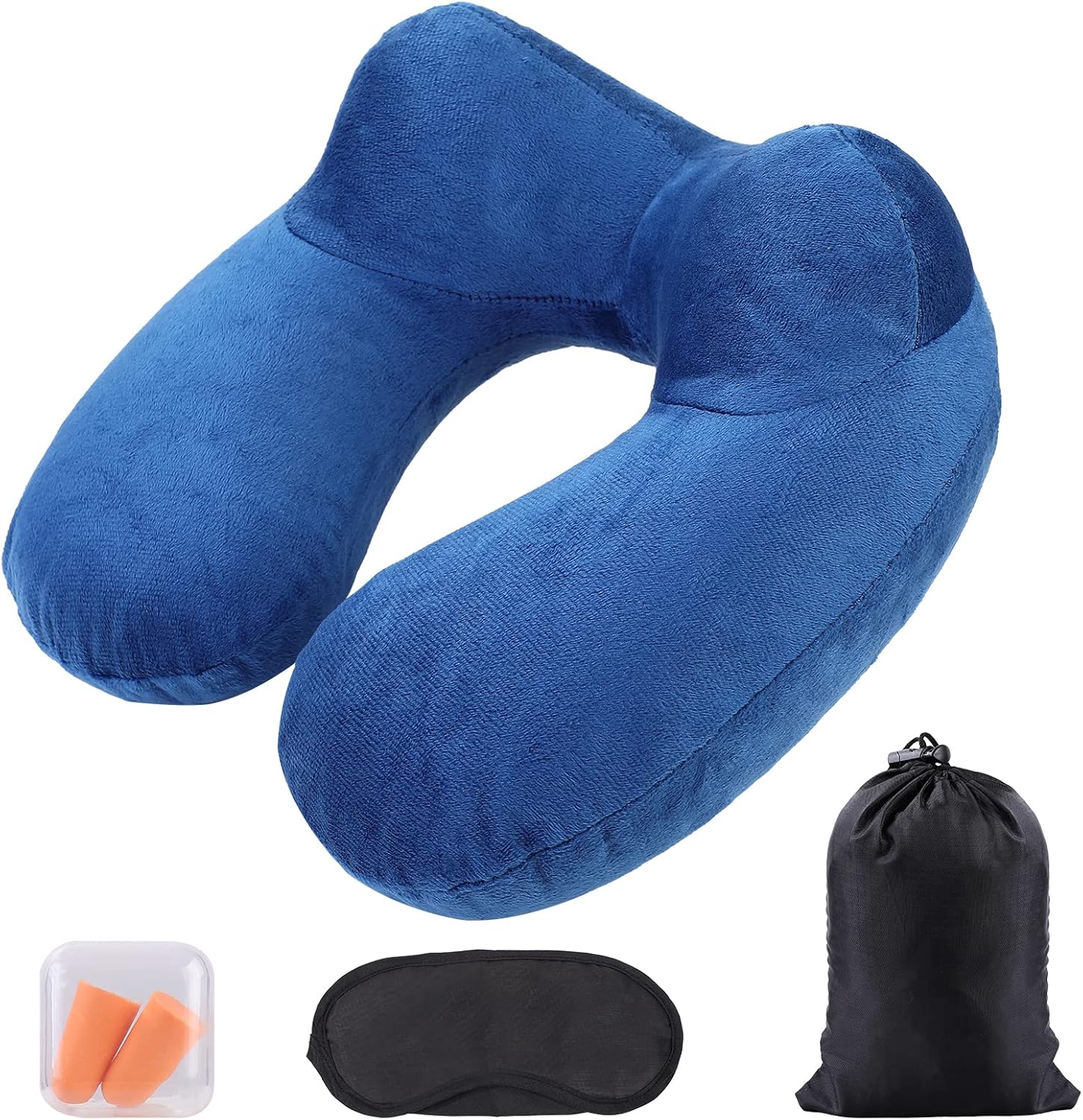 AiQInu Inflatable Neck Pillow, Travel Pillow for Airplane, Adjustable and Compact Neck Pillow Inflatable with Washable Pillowcase, for Cars Train Office Home
