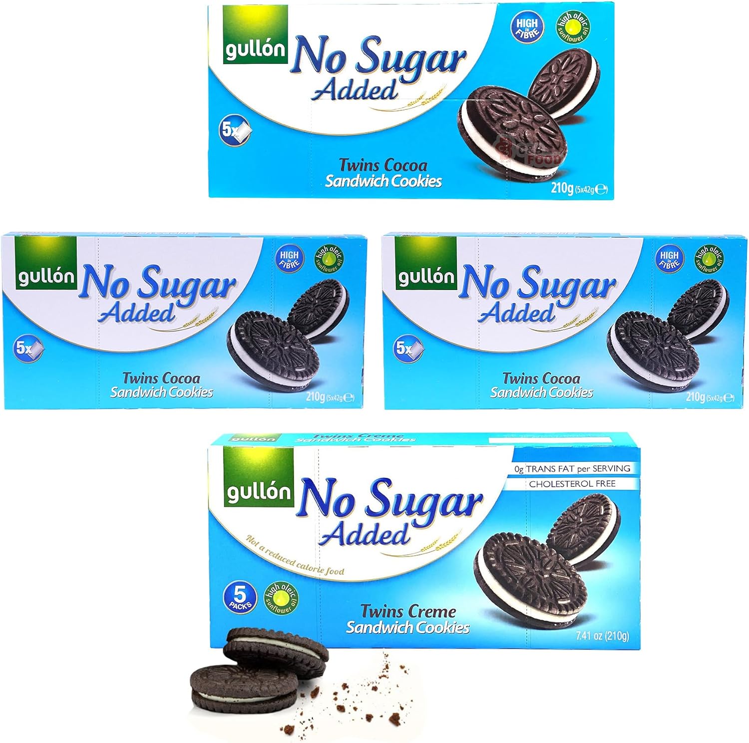 No Added Sugar Twin Sandwich Biscuits Cookies 210g x 4 Ideal for Gifting, Hamper