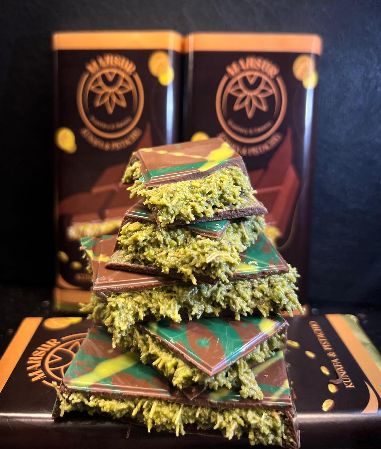 Viral DUBAI Chocolate | Chocolate Bar Pistachio Knafeh by MANSUR Est. 1891