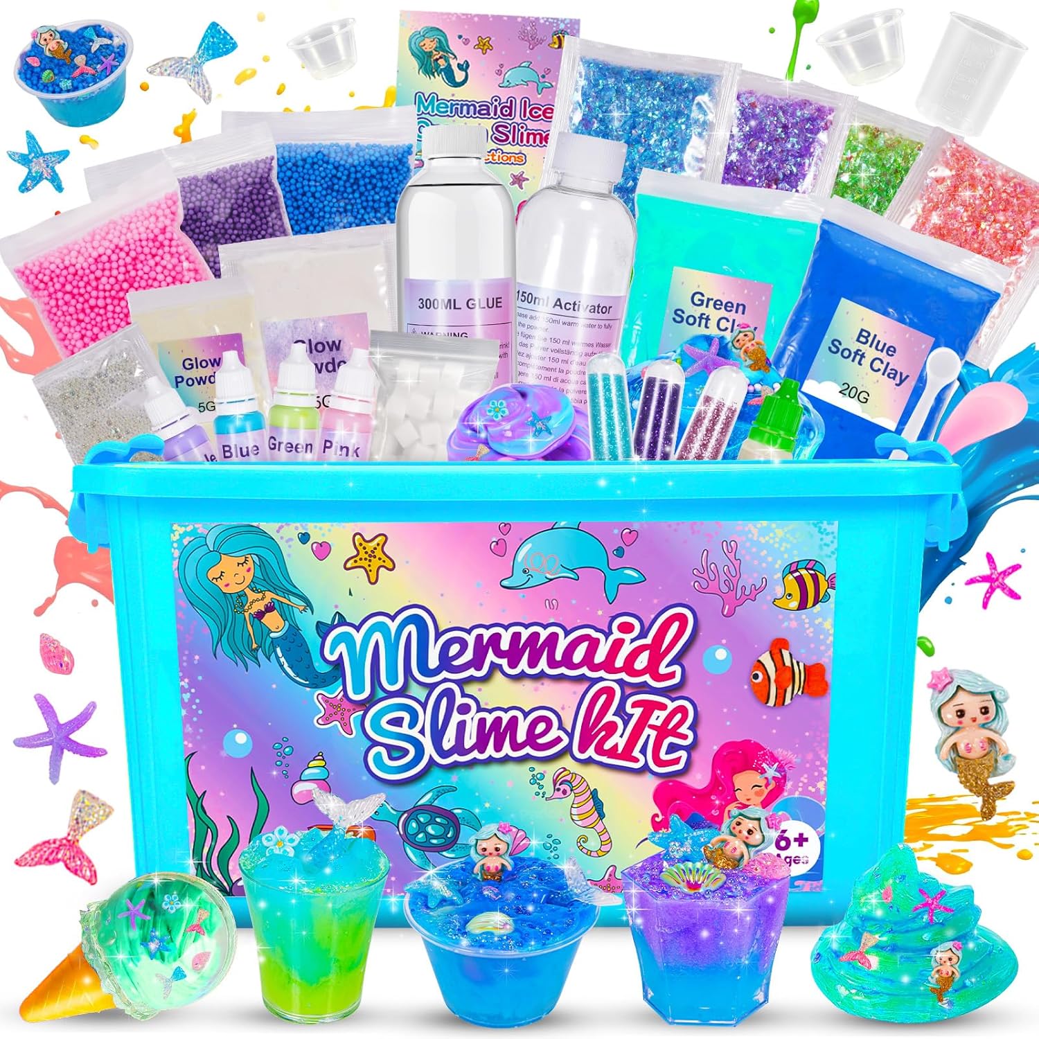 iKidiki Slime Kit, 6 7 8 9 10 11 Year Old Girl Gifts Slime Making Kit for Girls Toys for 6-12 Year Old Boys Girls Craft Kits for Kids Age 6-12 Easter Gifts for Kids Make Your Own Ice Cream Slime Set
