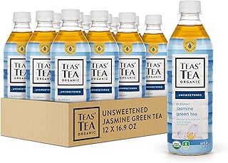 Teas' Tea Unsweetened Jasmine Green Tea 16.9 Ounce (Pack of 12) Organic, Sugar Free, 0 Calories