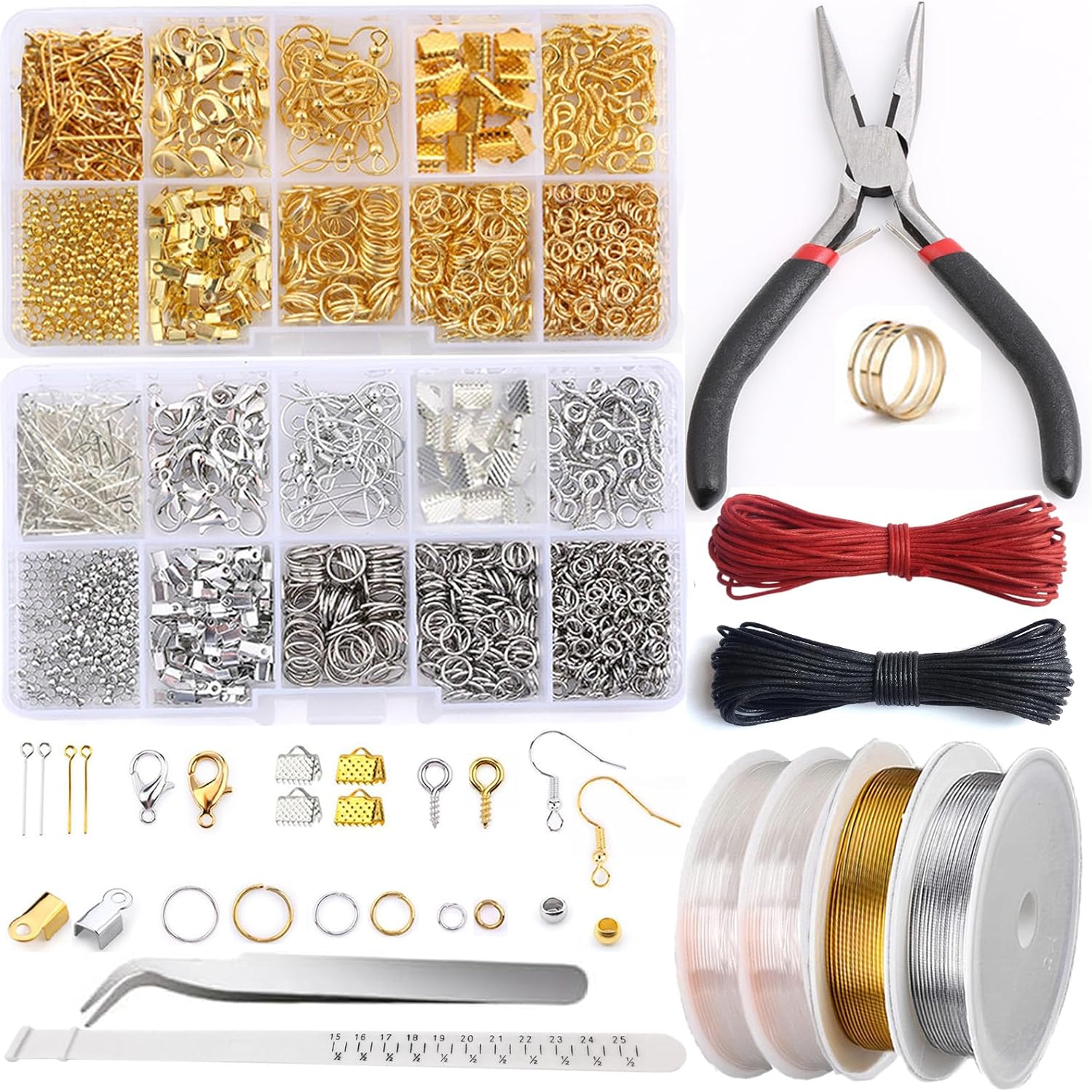 Jewelry Making Supplies Kit, Jewelry Repair Kit with Pliers, Findings and Beading Wires for Jewelry Repair Making and Beading