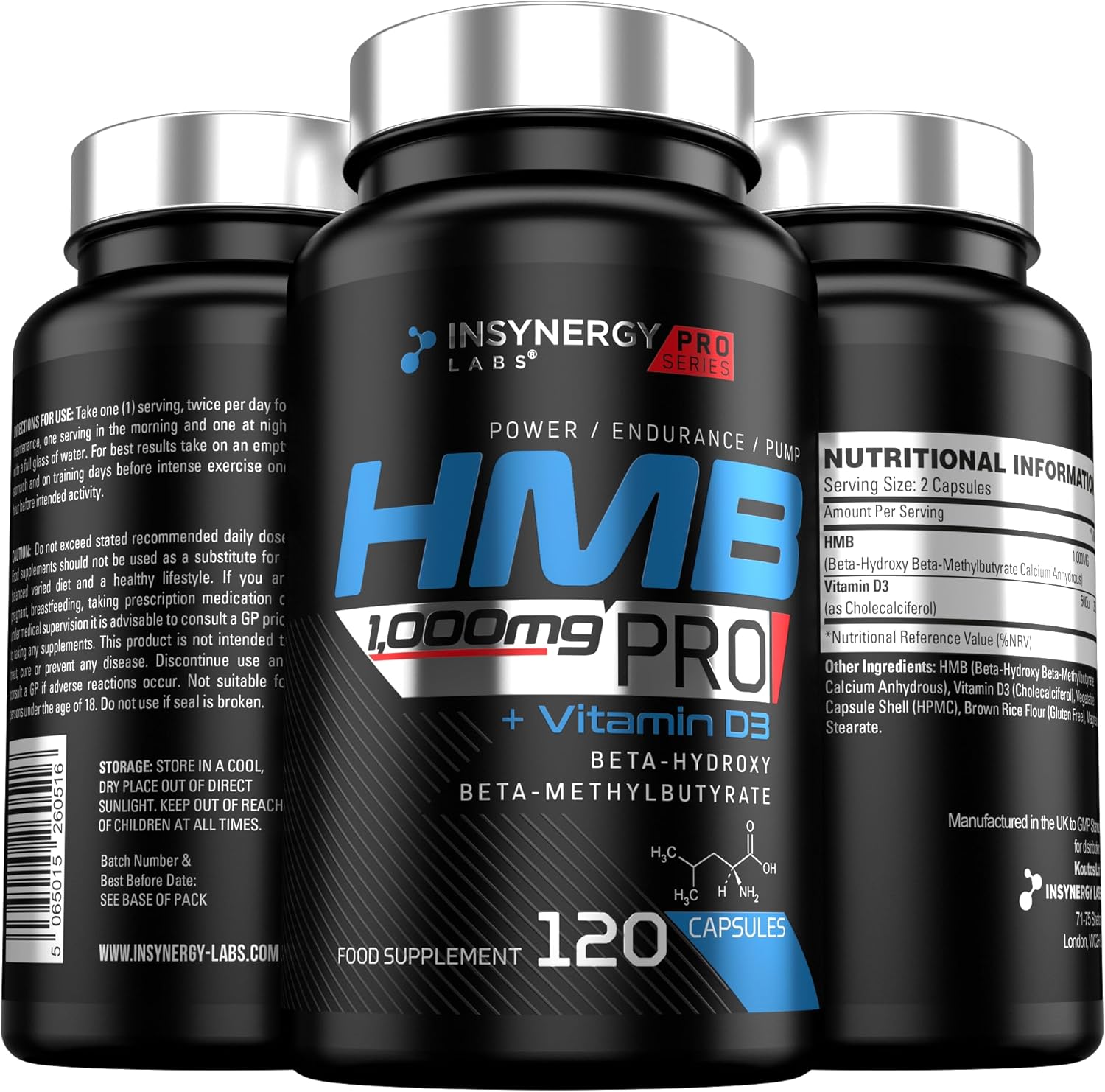 HMB Pro 1,000mg & Vitamin D (Superior Absorption Formula) 120 HMB Capsules, Muscle Growth Supplements, Muscle Strength & Repair HMB Supplement