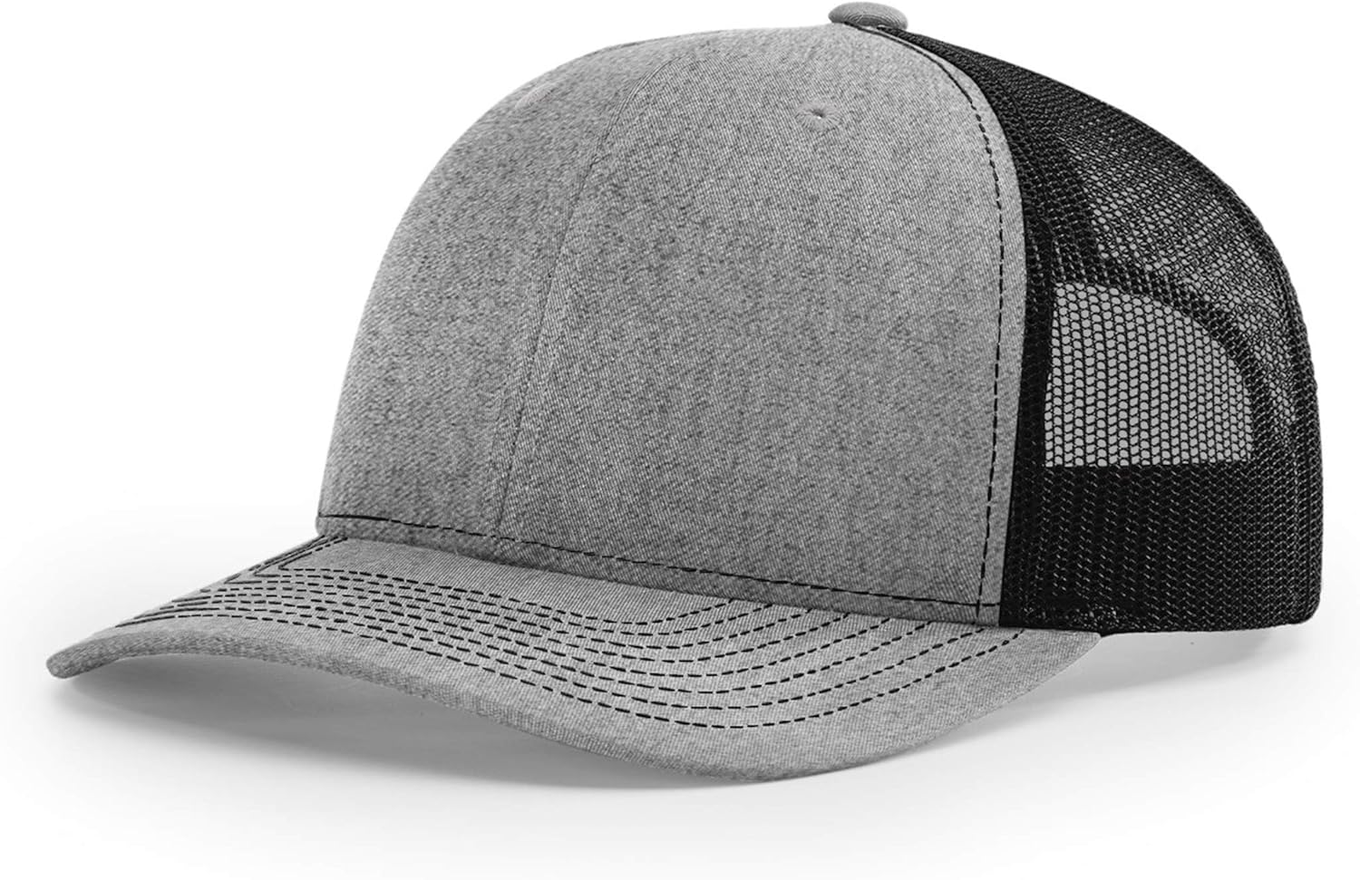 Richardson Unisex 112 Trucker Adjustable Snapback Baseball Cap, Split Heather Grey/Black, One Size Fits Most