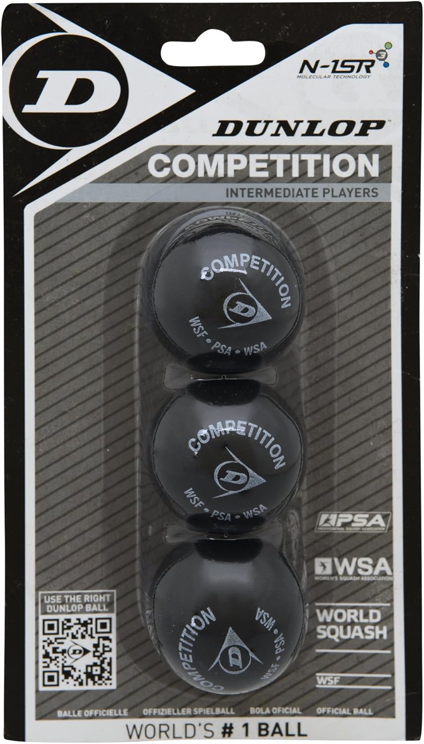 DUNLOP Squash Balls Competition Yellow, for Beginners and Advanced Players
