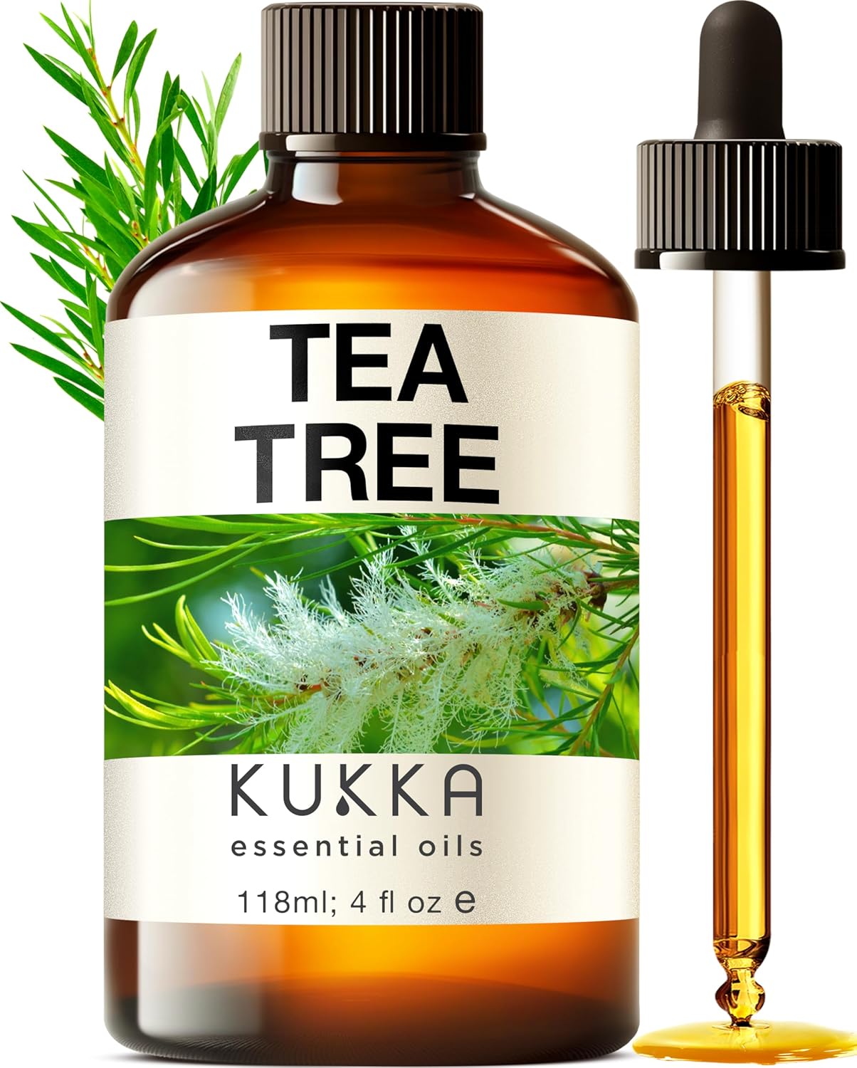 KUKKA essential oils 100% Pure & Natural Tea Tree Oil for Skin, Hair, Toenails, Aromatherapy, & Soap Making Scent (4 fl oz/118 ml)