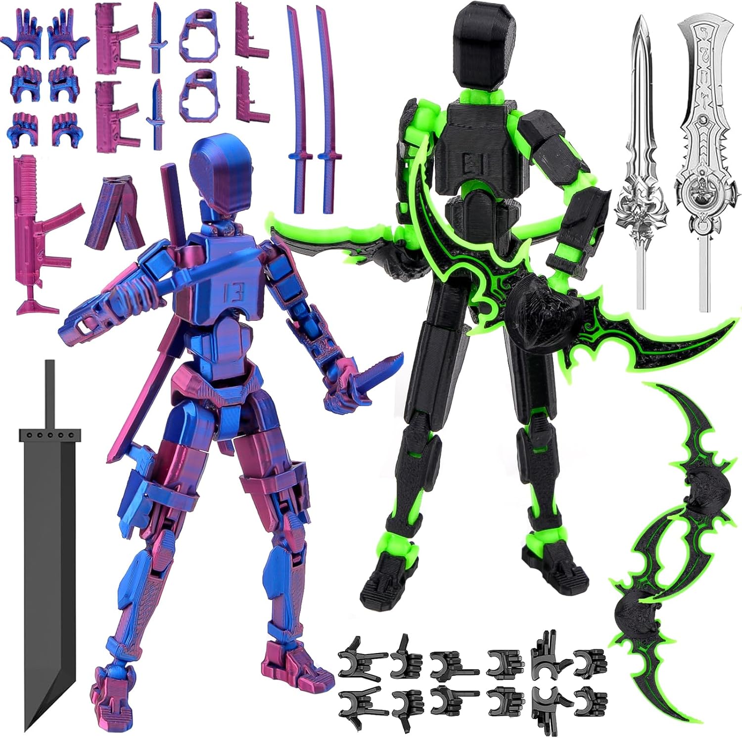 Pipihome T13 Action Figure, 2Pcs Assembly Completed Titan Dummy Lucky 13 Robot Toy, 3D Printed Multi-Jointed Movable Kids' Play Action Figures Gifts for Collectors Home Desktop Decorations