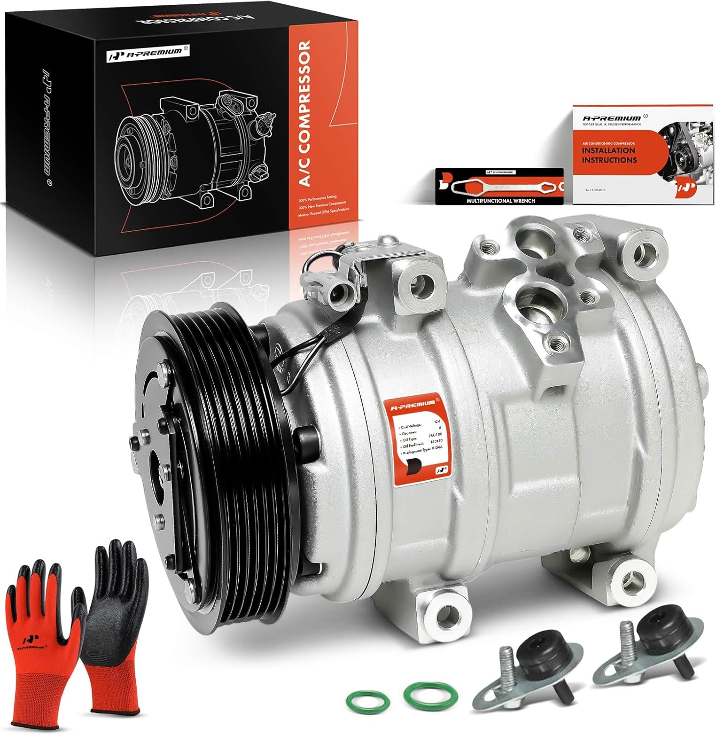 A-Premium Air Conditioner AC Compressor with Clutch Compatible with Toyota Sienna 3.3L 3.5L 2004-2007