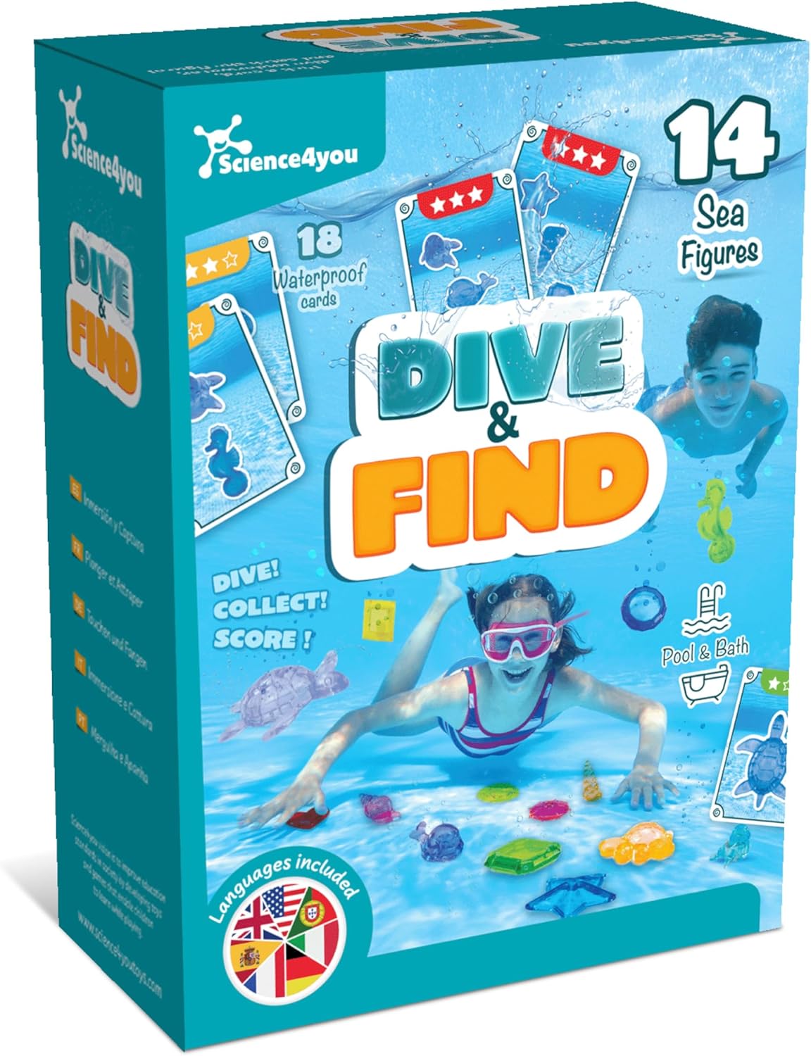 Science4you Water Games for Kids - Water Cards and Figures for Kids, Make a Fun Pool Party, Swiming Pool Dive Toys, Summer Outdoor Gift & Bath Gift for Girls & Boys Age 3 4 5 6+ Yeards Old
