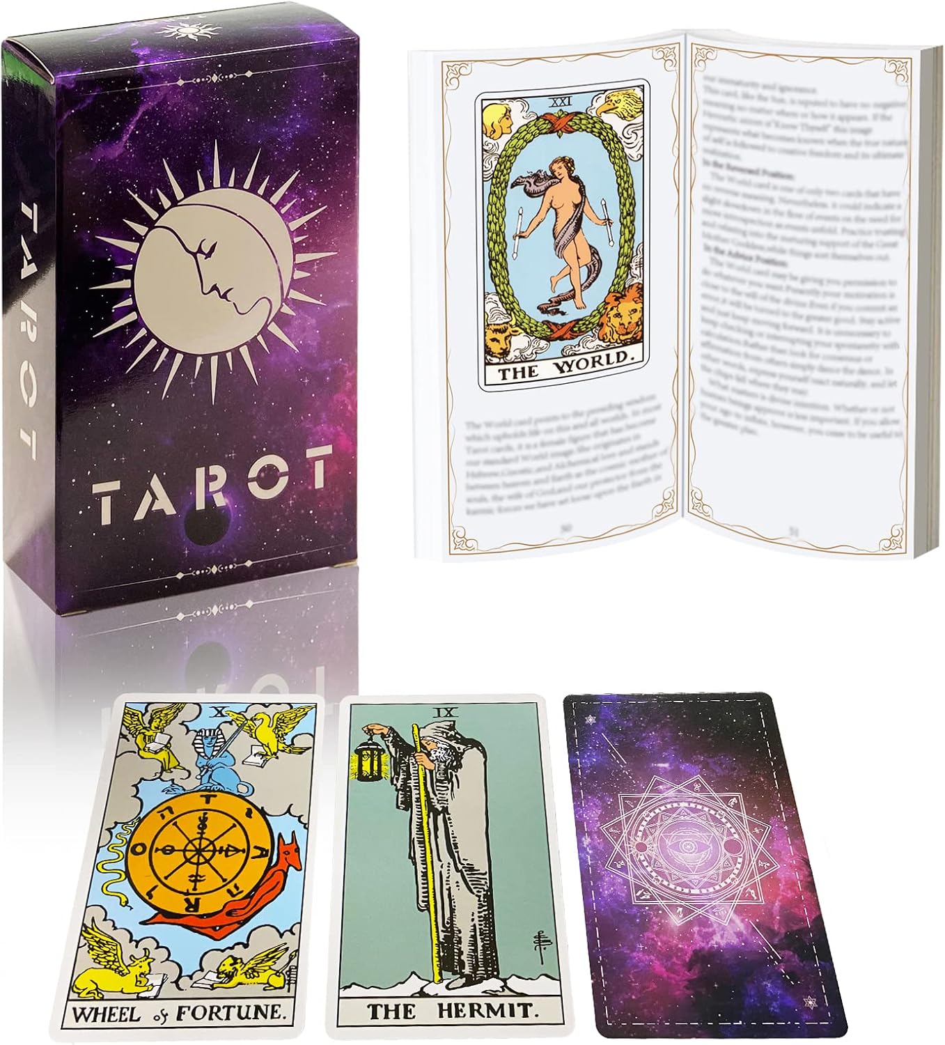 IXIGER Tarot Cards Deck with Guidebook,78 Classic Tarot Cards Deck Standard Size 4.75" x 2.76",Riginal Tarot Card Decks for Beginners and Expert,Future Telling Cards Game.