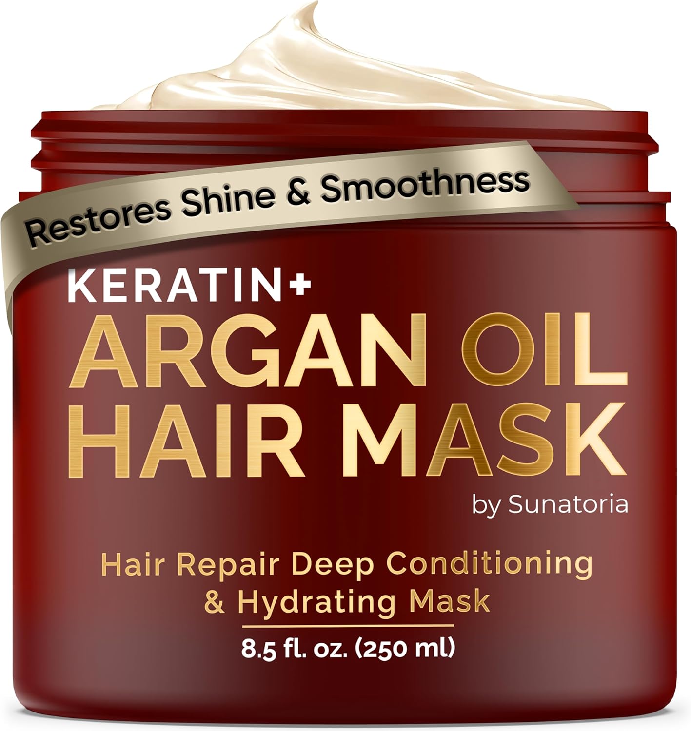 SUNATORIA NEW Argan Moroccan Oil Hair Mask + Keratin Hair Treatment - Hair Conditioner for Dry, Damaged, Frizzy Hair & Split End - Deep Conditioning Hair Treatment & Repair Hair Care