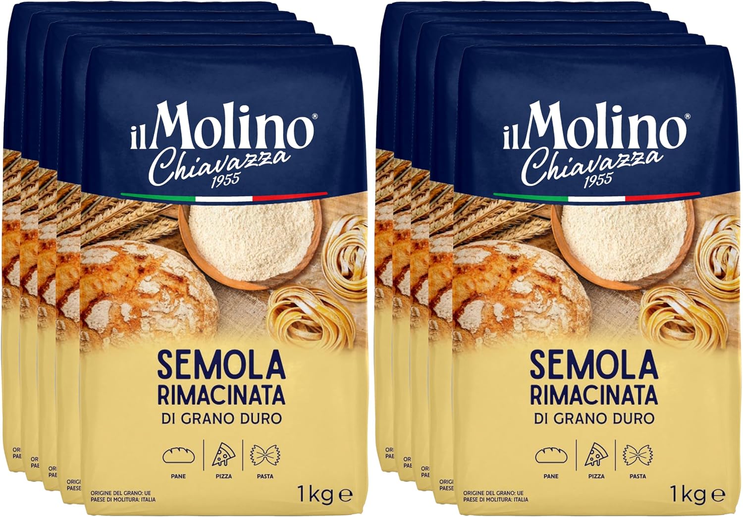 il Molino Chiavazza Semola Rimacinata 1kg - Pack of 10 | Premium Italian Semolina Flour for Pizza, Breads & Fresh Pasta