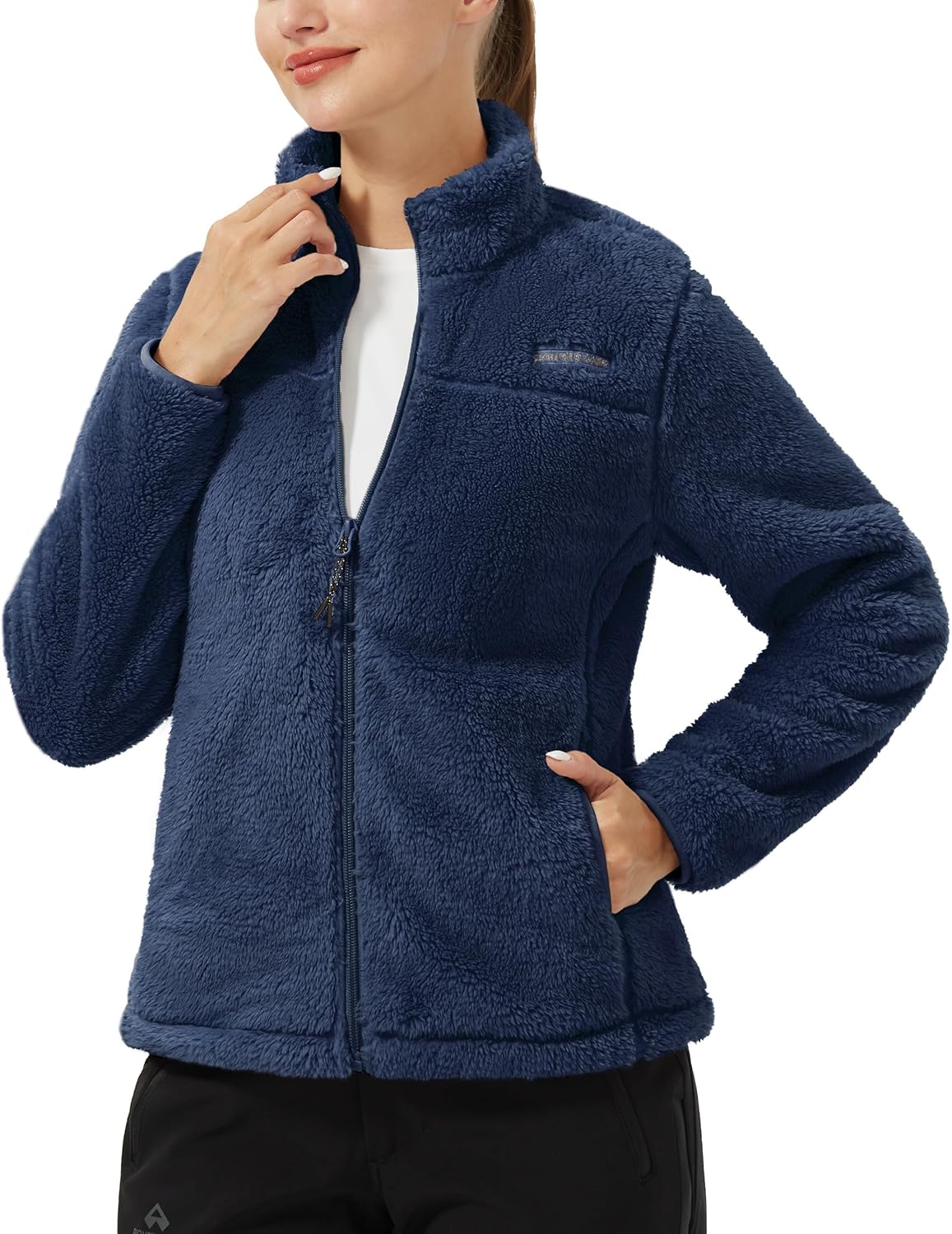 Pioneer Camp Women's Fuzzy Fleece Jacket Lightweight Full Zip Up Warm Soft Fleece Coat for Spring Fall Winter