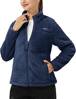 Pioneer Camp Women's Fuzzy Fleece Jacket Lightweight Full Zip Up Warm Soft Fleece Coat for Spring Fall Winter