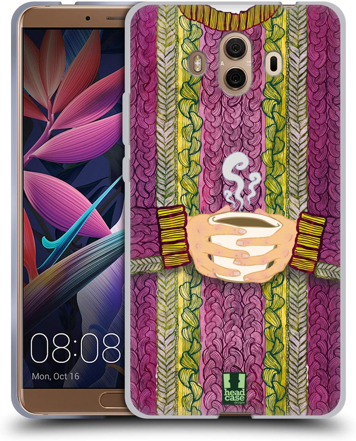 Head Case Designs Comfy Coffee Knitted Sweater Patterns Soft Gel Case Compatible With Huawei Mate 10