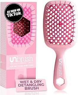 FHI Heat UNbrush Detangling Brush for Pain-Free Brushing on All Wet or Dry Hair Types — Durable DuoFlex Anti-Static Bristles, Lightweight Handle, Vented Hair Brush