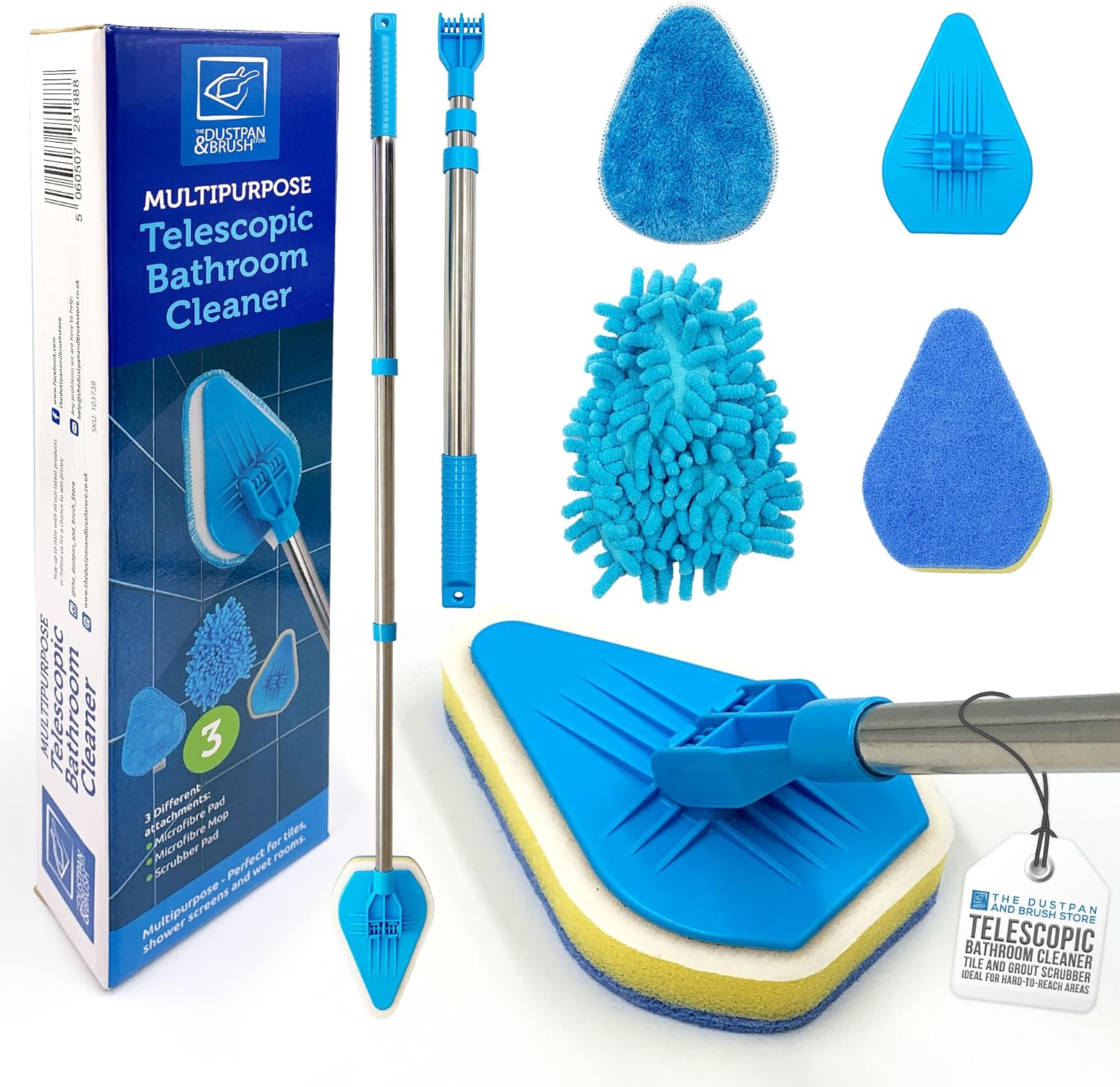 Bathroom Tile Cleaner Telescopic Shower Mop Extendable Bath Cleaning Scrubber Tool (New Telescopic Bathroom Cleaning Kit)