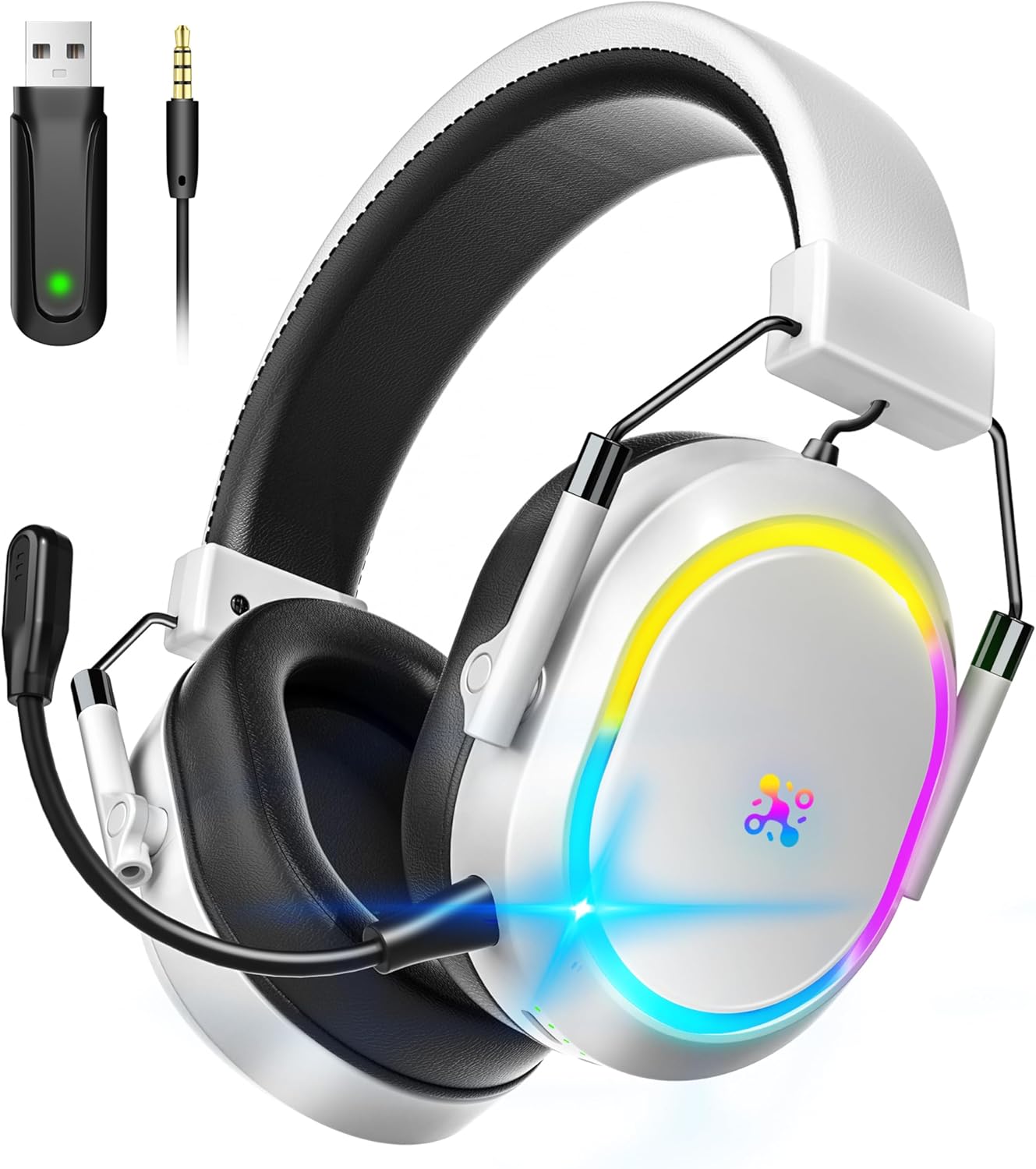 Wireless Gaming Headset for PS5 PS4, Bluetooth 2.4GHz Headphones with Noise Cancelling Mic, 23ms Low Latency Audio, 50+ Hrs & Surround Sound Memory Foam Gamer Headsets for Switch, Laptop, Mobile, Mac