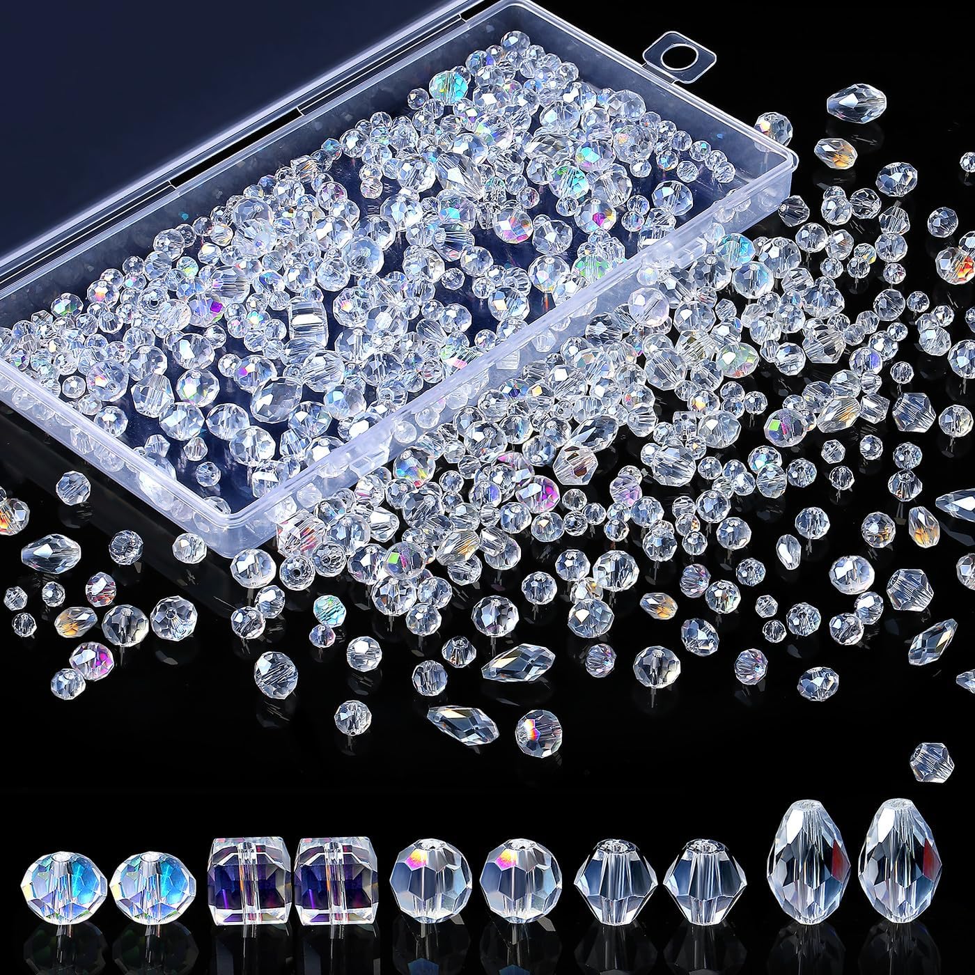 XIANNVXI 800pcs AB Glass Beads 4/6/8mm AB Crystal Beads for Crafting for Jewellery Making