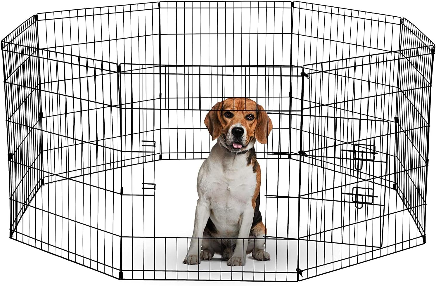Doggy Style 8 Panel Playpen Suitable for Dogs Puppies Cats & Rabbits Foldable Ideal for Indoor Outdoor use Puppy Play Pen (Medium, 8 Panel Light/Sml Door/Black)