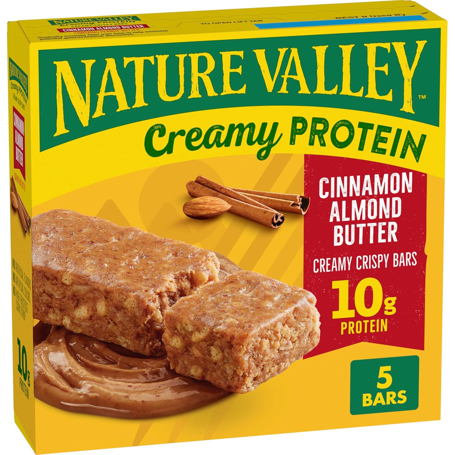 Nature Valley Creamy Protein Bars, Cinnamon Almond Butter, 10g Protein Snacks, 5 Bars, 7.45 oz